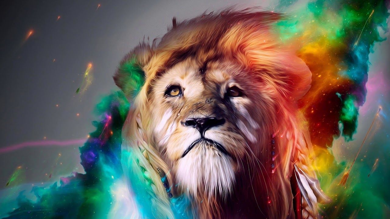 Leone in fumo colorato, 1280x720 720p, HP Laptop