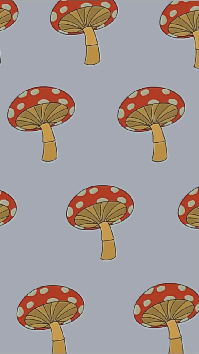 Funghi rossi pattern grigio, 675x1200 Verticale, Telefono