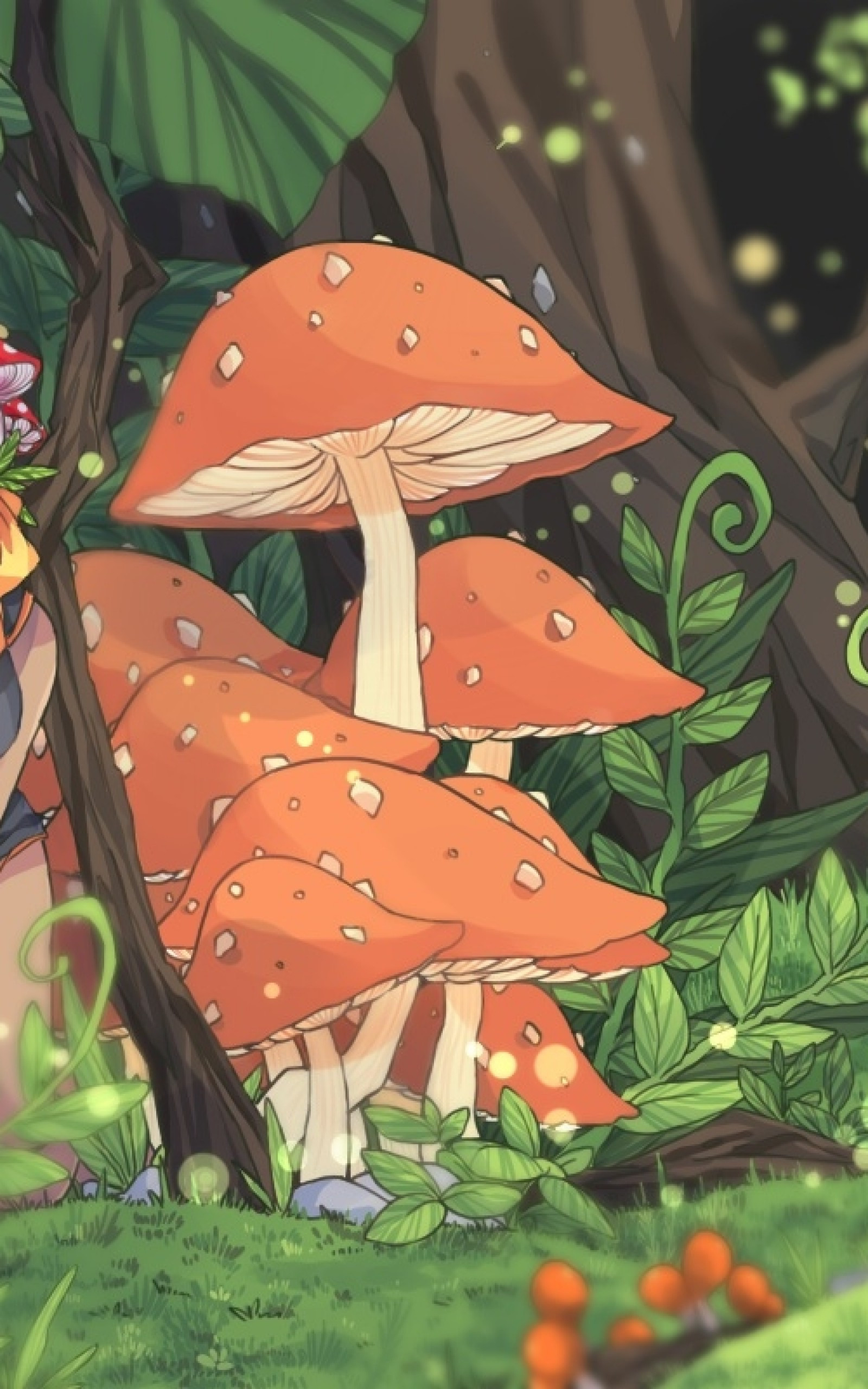 Funghi rossi nella foresta anime, 1600x2560 Full HD Verticale, iPhone