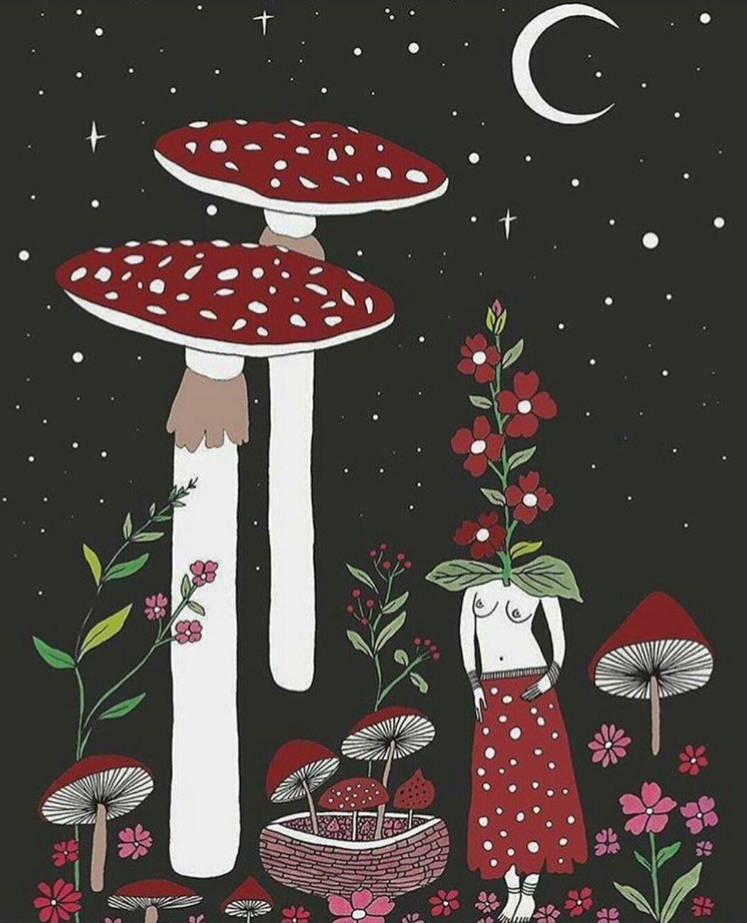 Funghi rossi con figura fiorita, 1080x1333 Verticale, Mobile