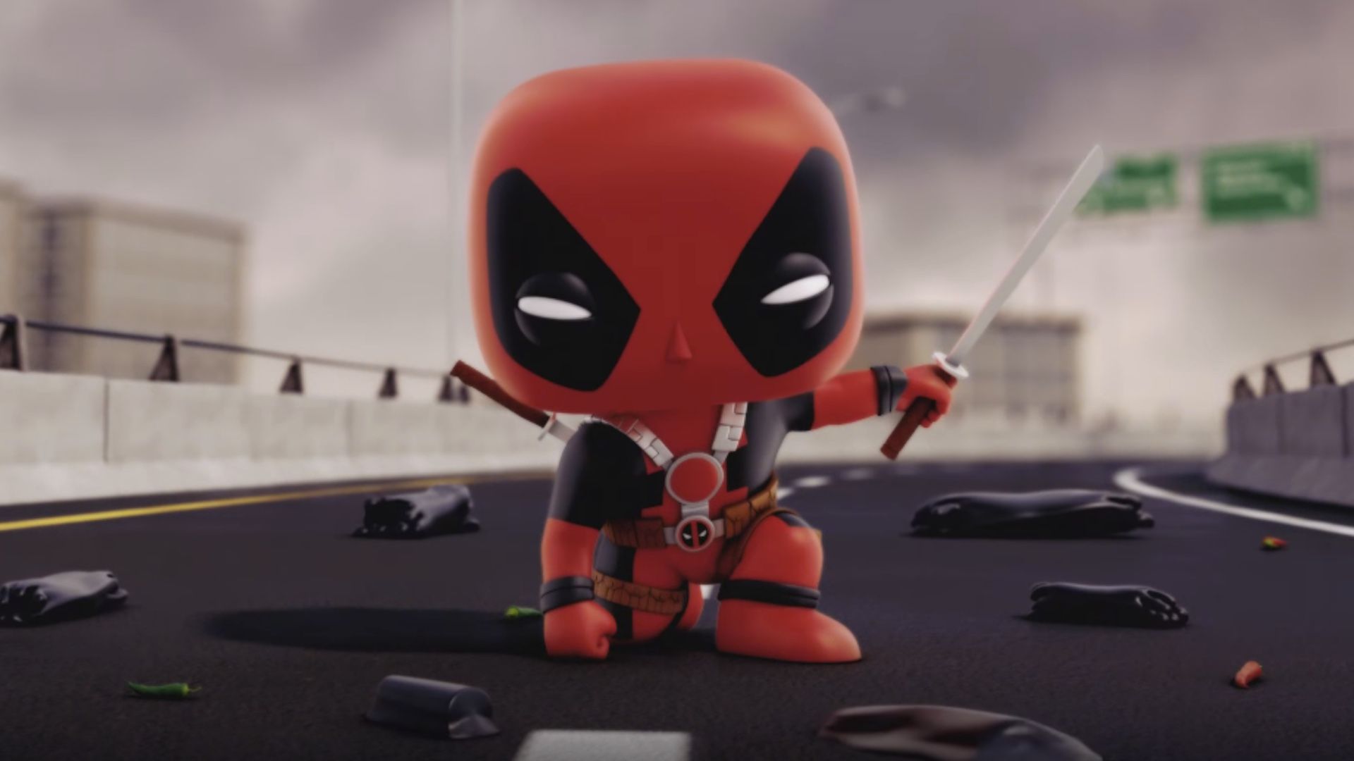 Funko POP Deadpool autostrada, 1920x1080 Full HD, PC