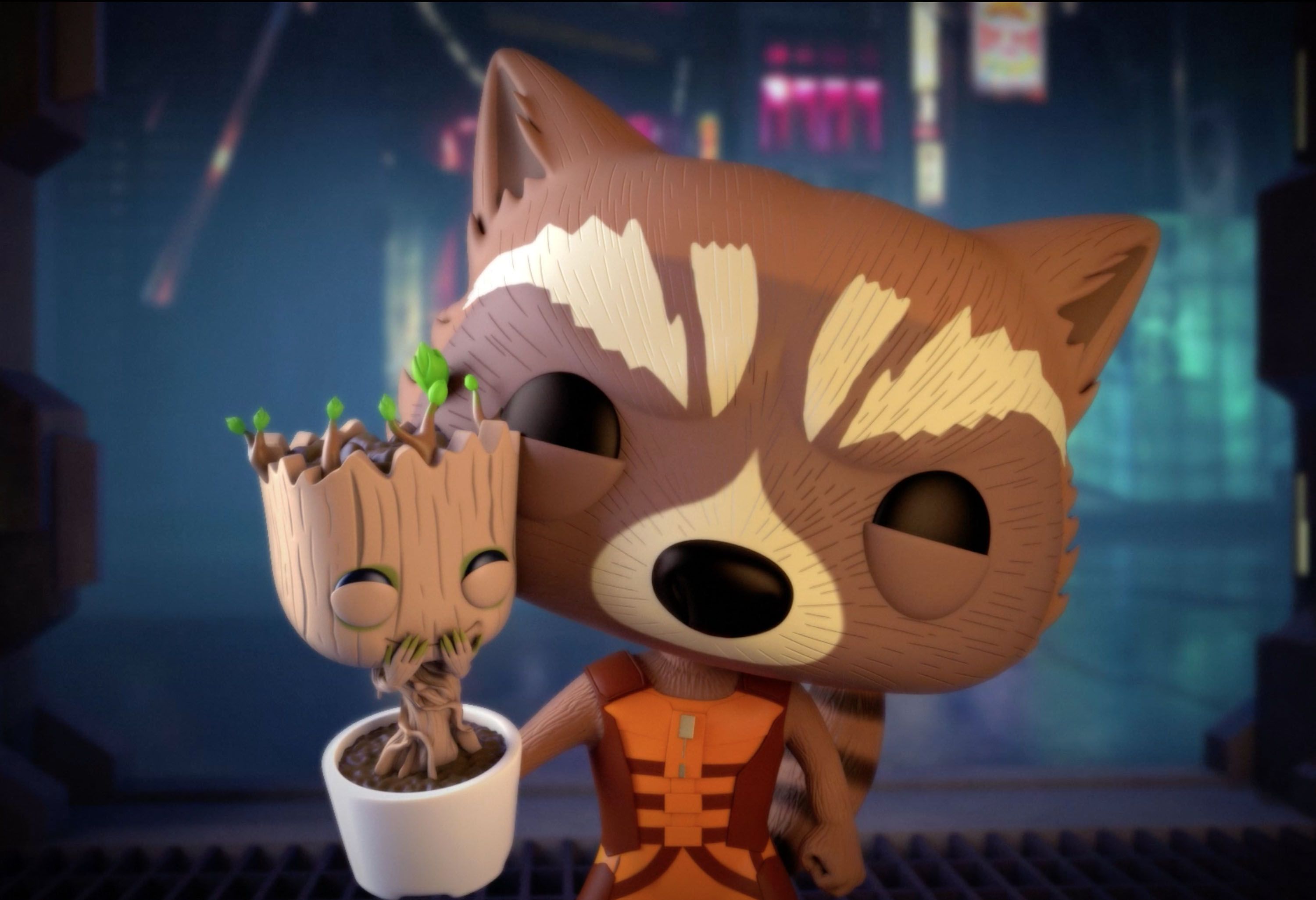 Funko POP Rocket e Baby Groot, 3000x2051 WQXGA, PC Desktop