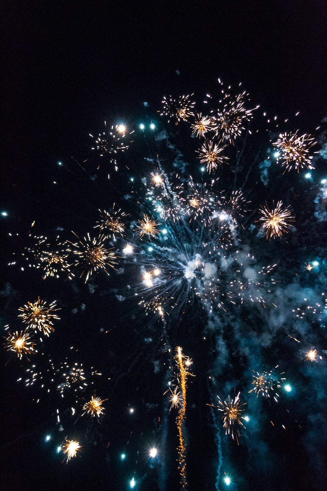 Fuochi d'artificio blu e oro, 1080x1620 Verticale, Telefono