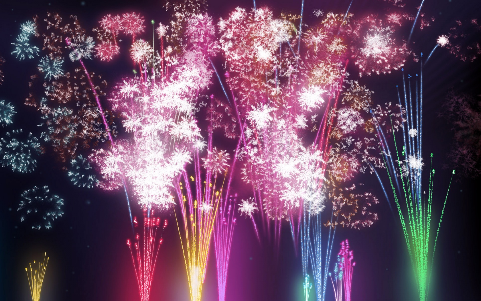Fuochi d'artificio rosa e verde neon, 1680x1050 900p, Desktop