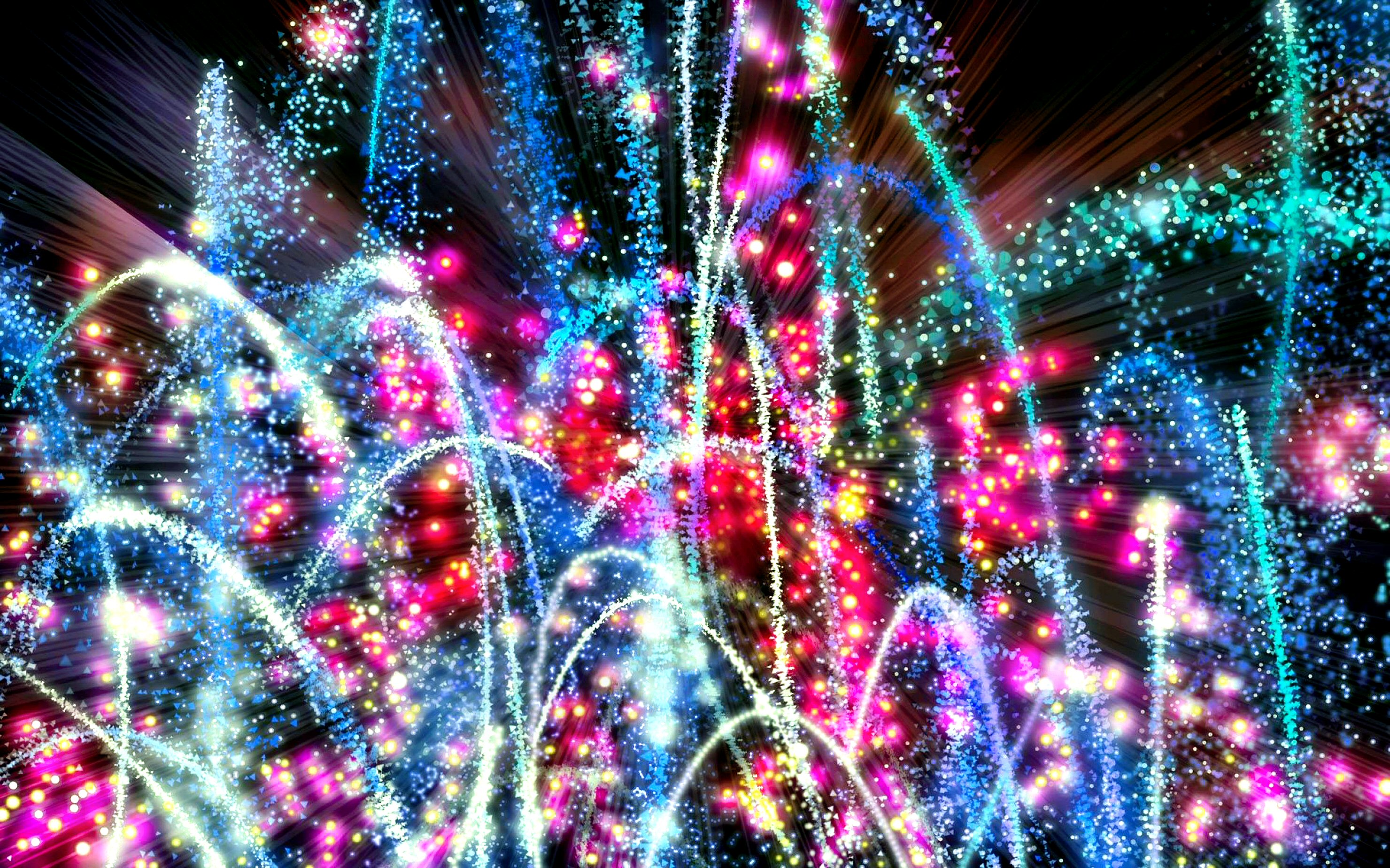 Fuochi d'artificio multicolore astratti, 2960x1850 2K, Desktop