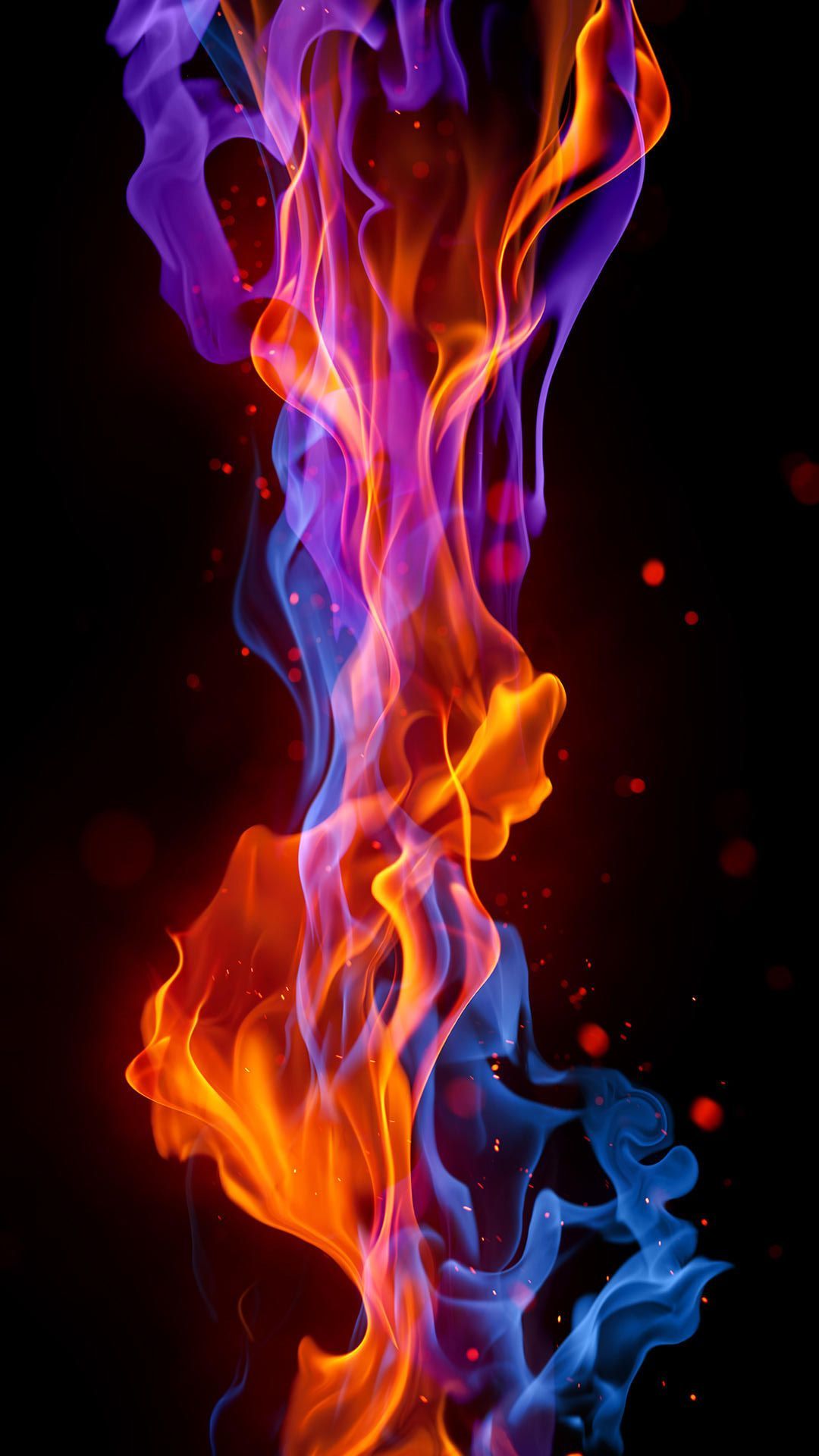 Fiamme colorate viola arancione blu, 1080x1920 Full HD Verticale, iPhone