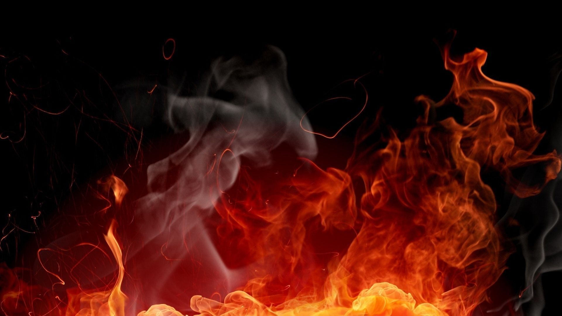 Fiamme di fuoco su nero, 1920x1080 Full HD 1080p, Desktop