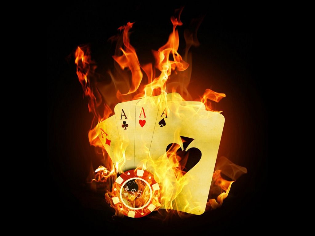 Carte da poker in fiamme, 1024x768 HD, PC