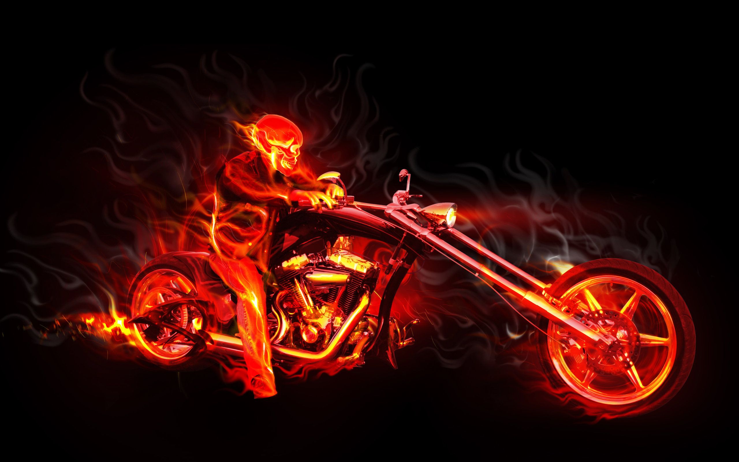Moto chopper in fiamme, 2560x1600 2K+, Laptop