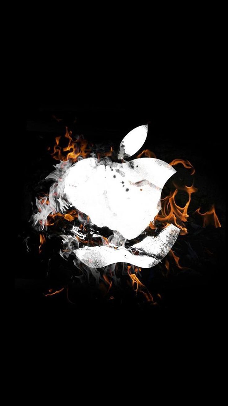 Logo Apple in fiamme, azienda tech, 736x1309 Verticale, Mobile