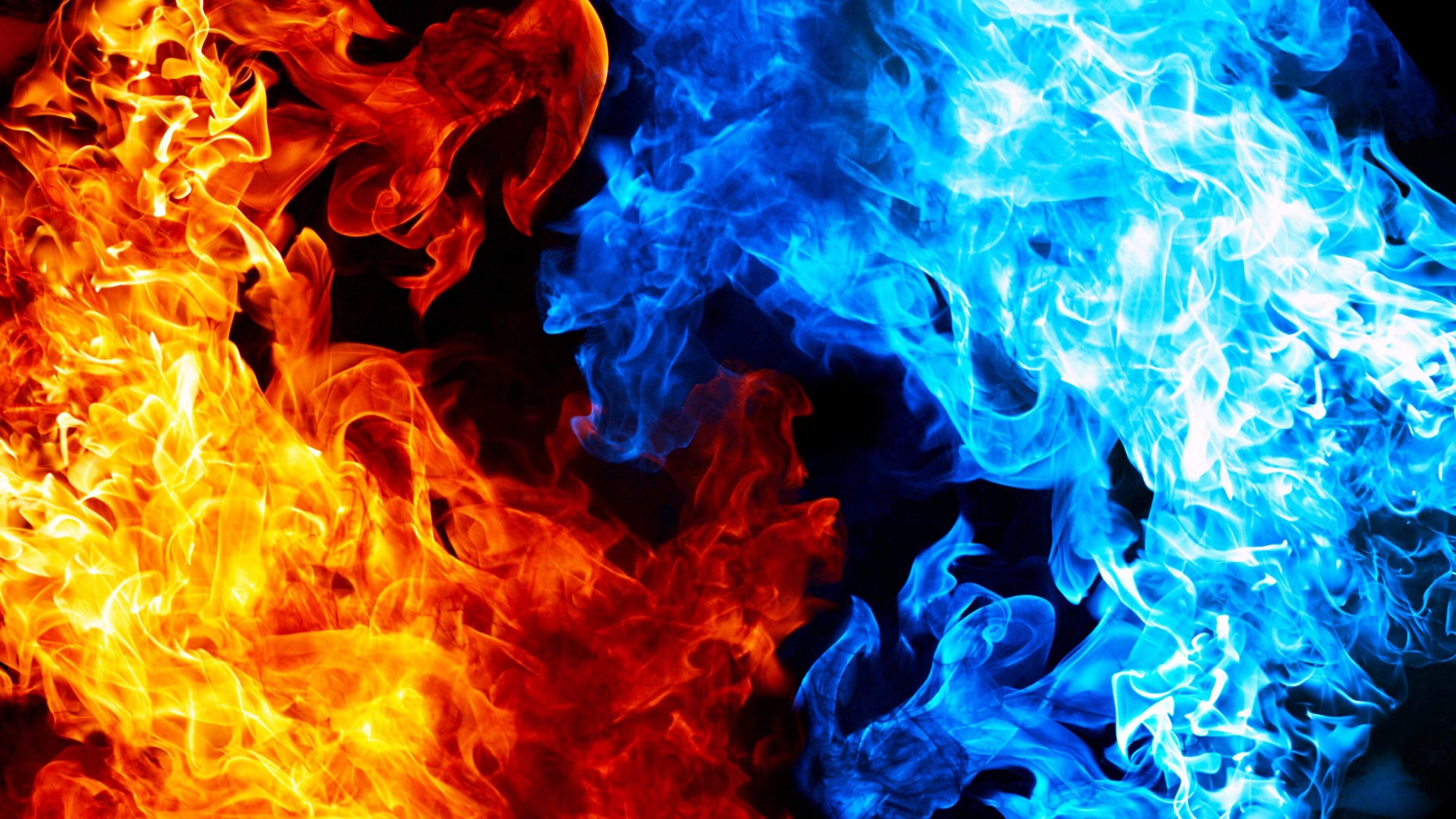 Fiamme fuoco rosso e blu, 3840x2160 UHD, PC 4K