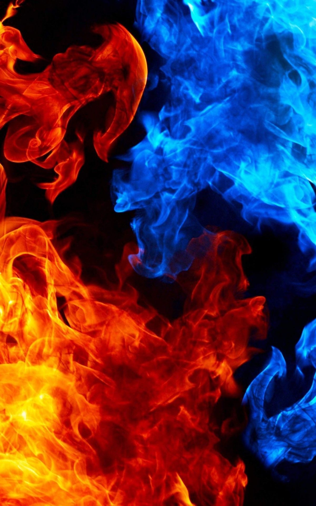 Fiamme rosse e blu contrapposte, 1200x1920 Full HD Verticale, iPhone