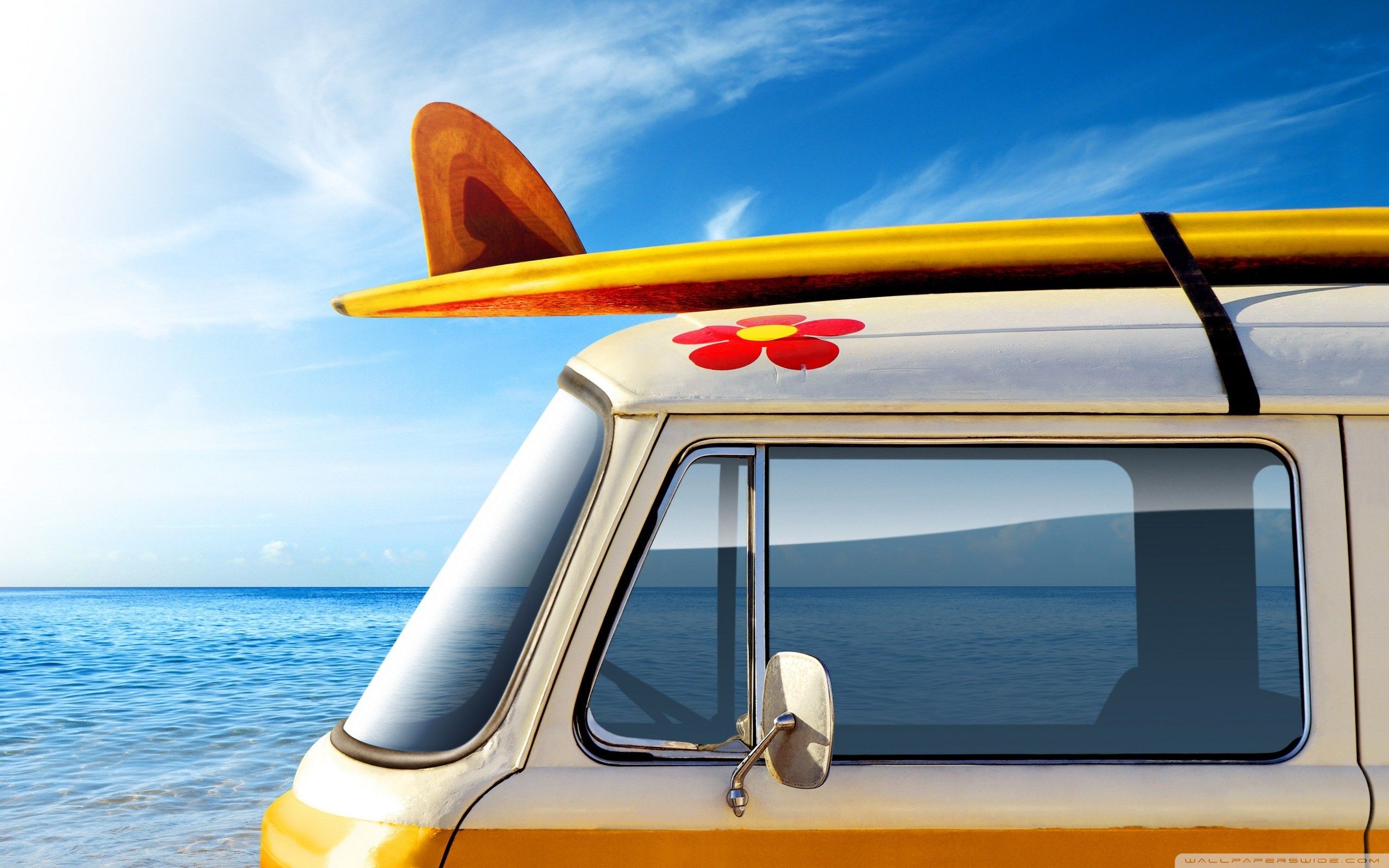 Furgone VW con tavola surf spiaggia, 2560x1600 WQXGA, Desktop