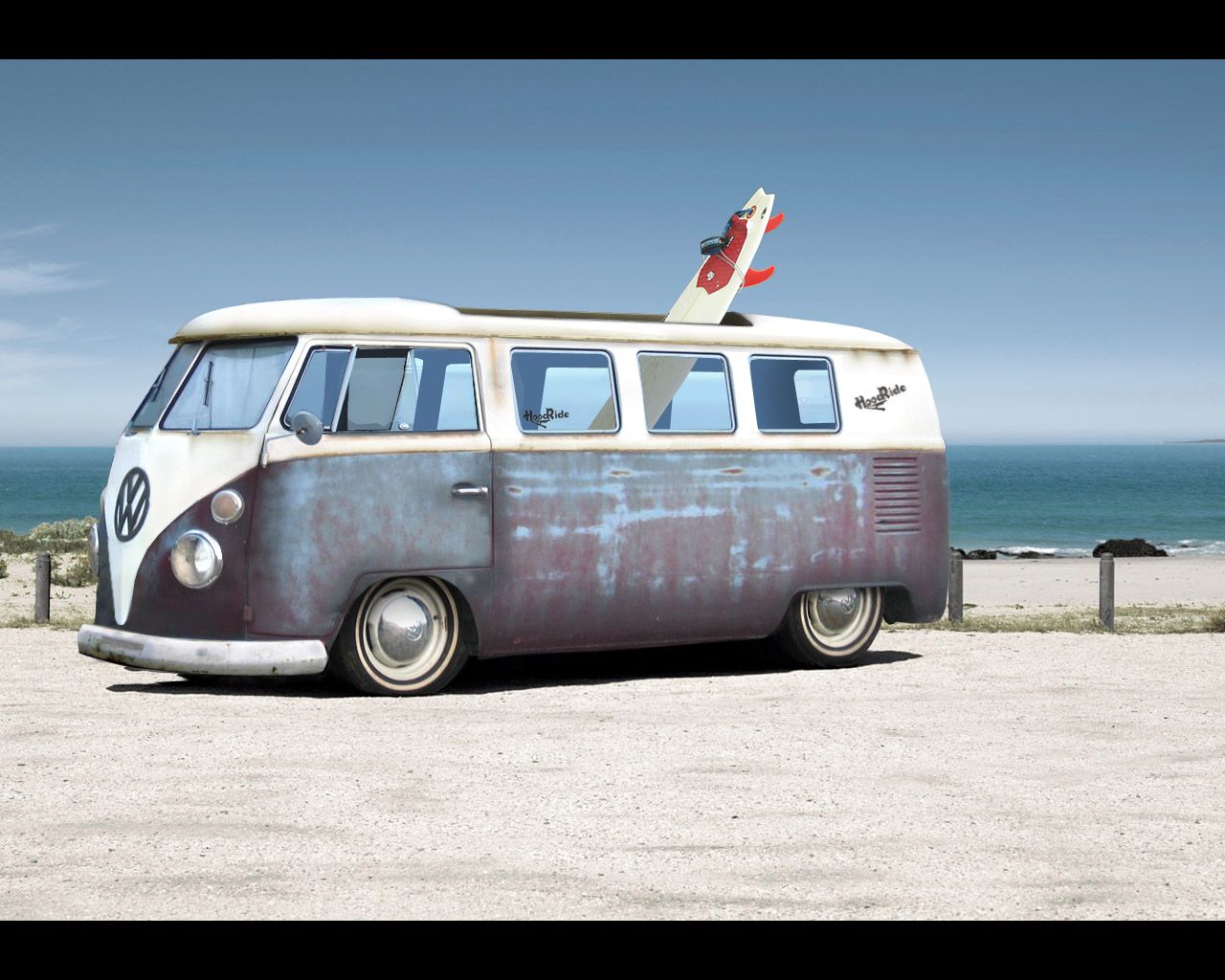 Furgone VW vintage in spiaggia, 1280x1024 720p, Laptop