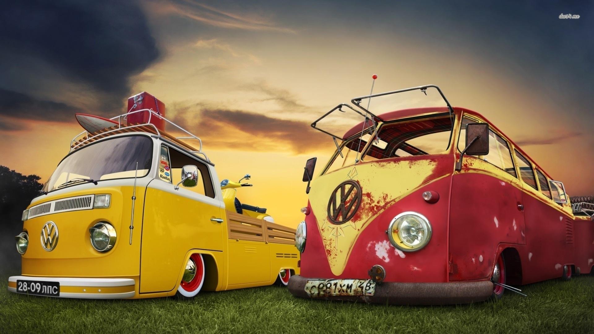 Furgoni VW gialli e rossi, 1920x1080 1080p, Desktop
