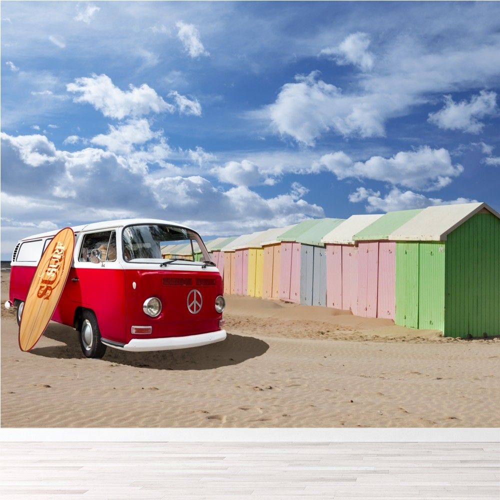 Furgone VW California giallo spiaggia, 1920x1080 Full HD 1080p, Desktop
