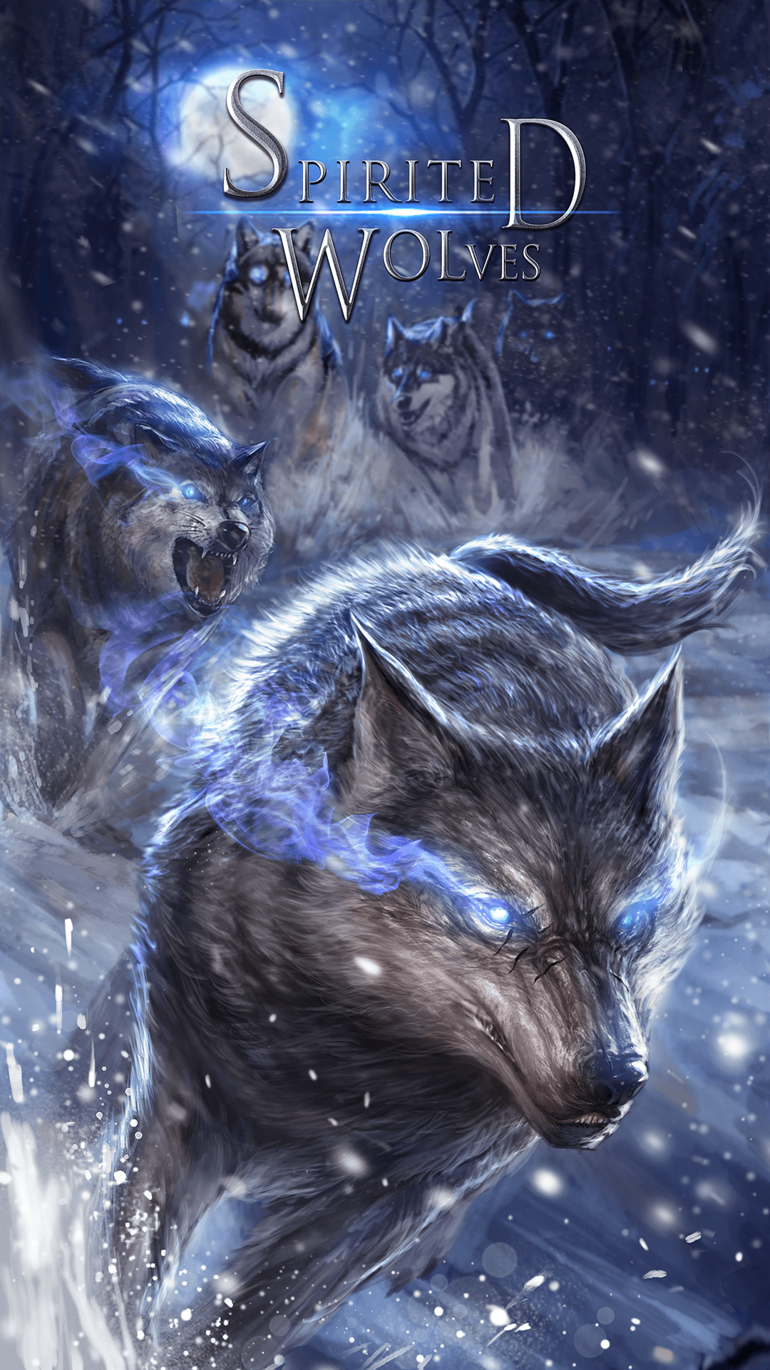 Lupi spiritati neve blu, 1080x1920 Full HD Verticale, iPhone Plus