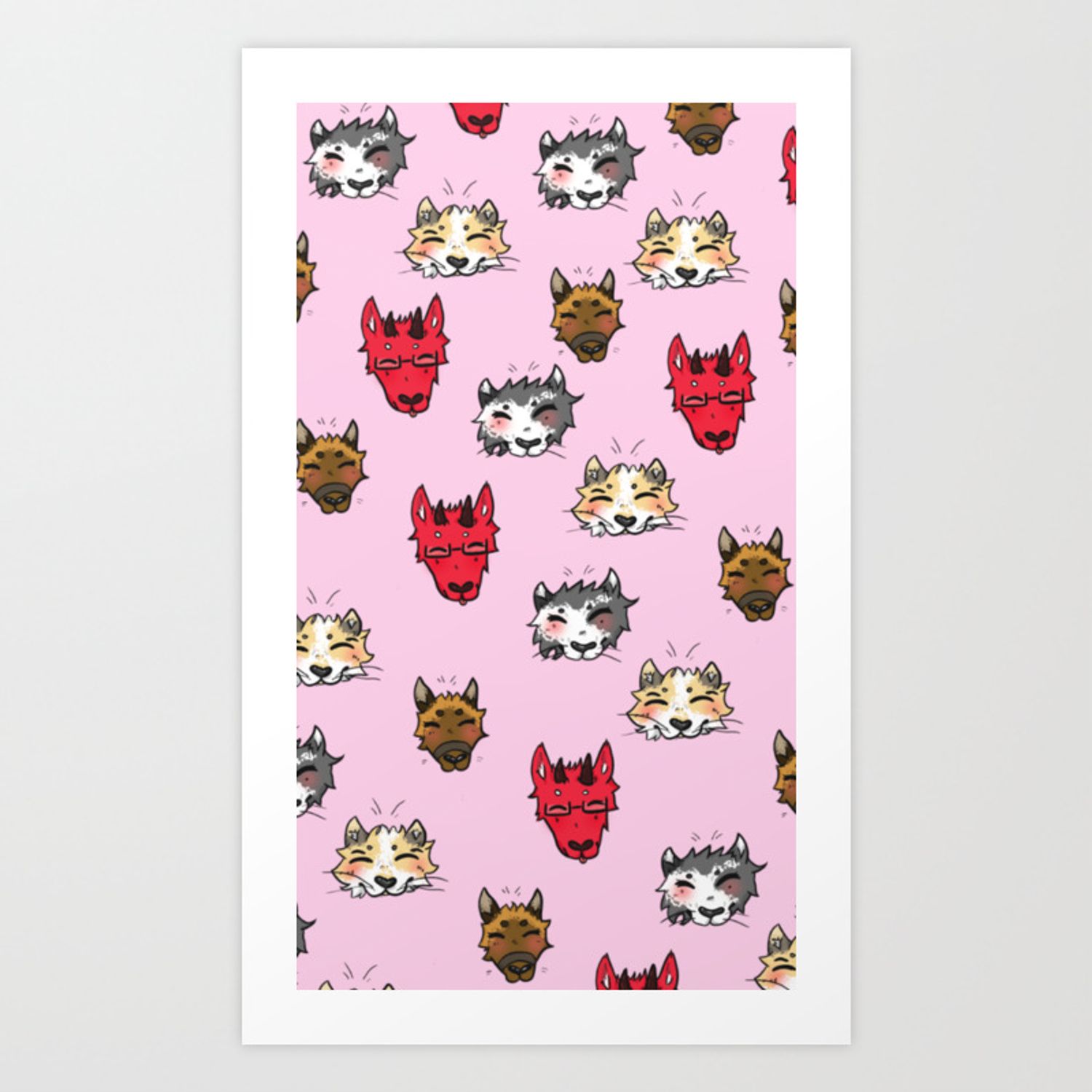 Pattern facce animali colorate rosa, 1500x1500 HD, Desktop
