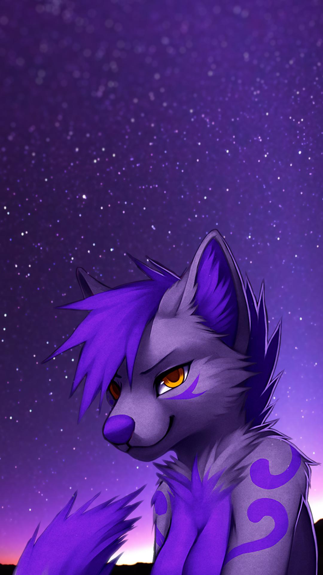 Volpe furry viola stellato, 1080x1920 Full HD Verticale, iPhone