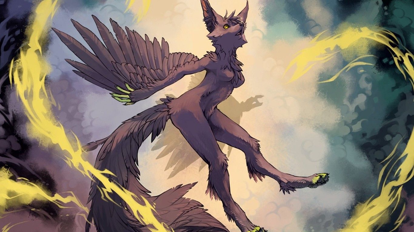 Furry alato con fiamme gialle, 1366x768 720p, PC
