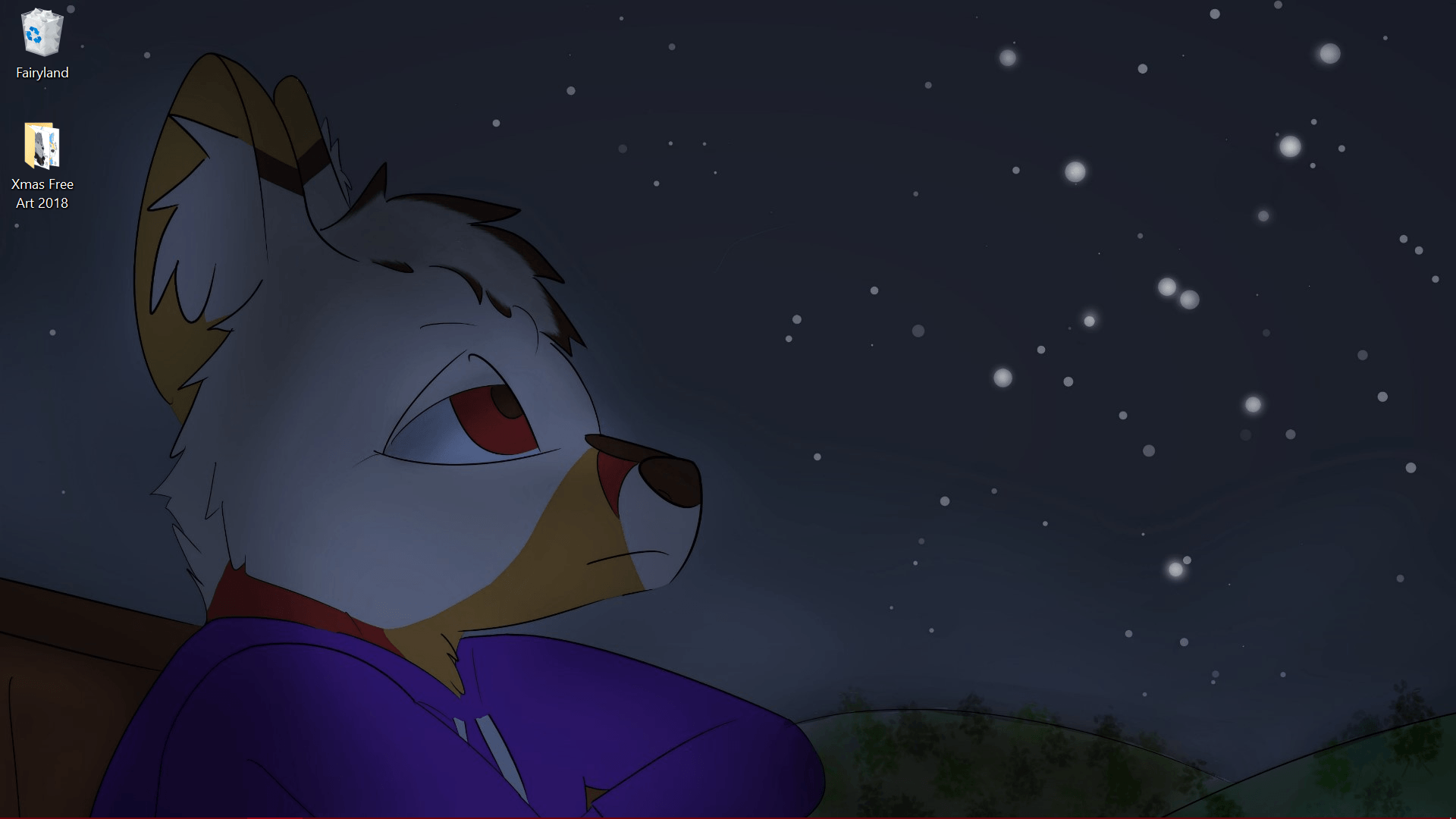 Furry lupo cielo notturno, 1920x1080 Full HD, PC Desktop