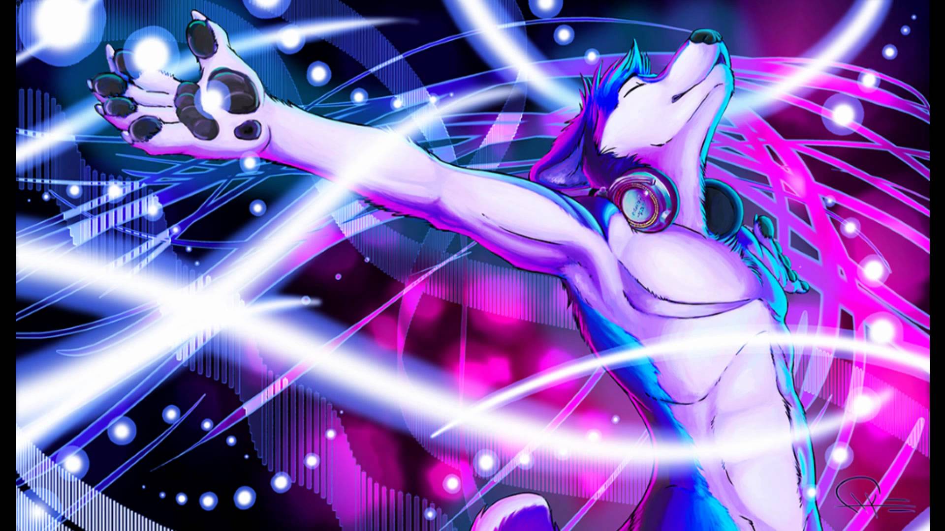 Furry lupo bioluminescente colorato, 1920x1080 Full HD 1080p, Desktop