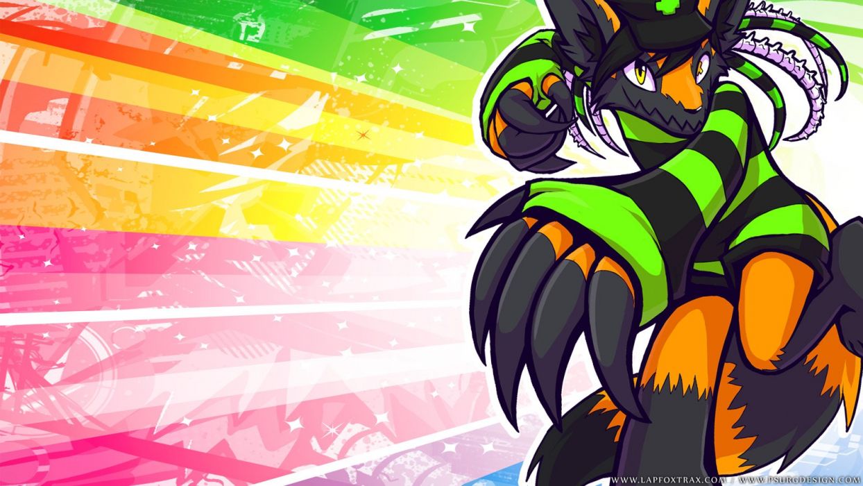 Fursona arancione nero righe verdi, 1244x700 HD, PC Desktop