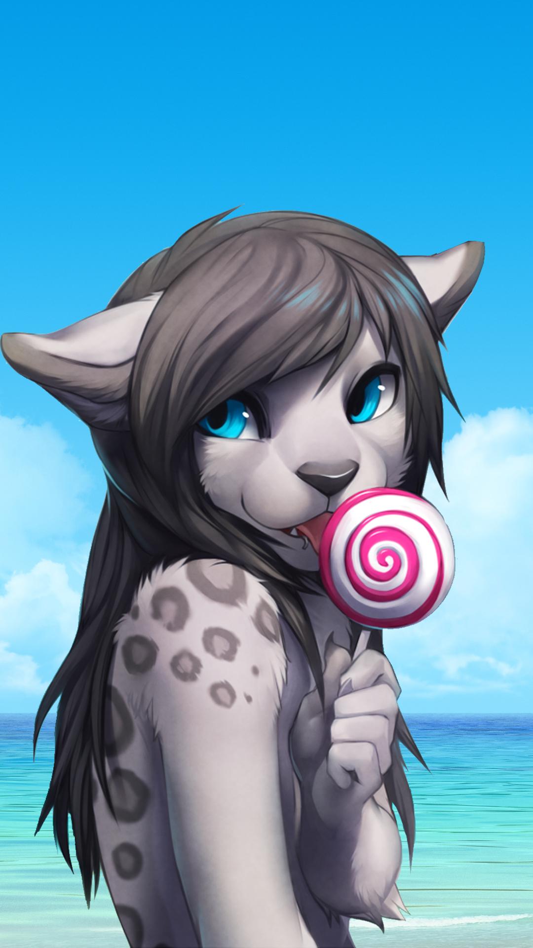 Fursona felino con lecca lecca, 1080x1920 Full HD Verticale, iPhone