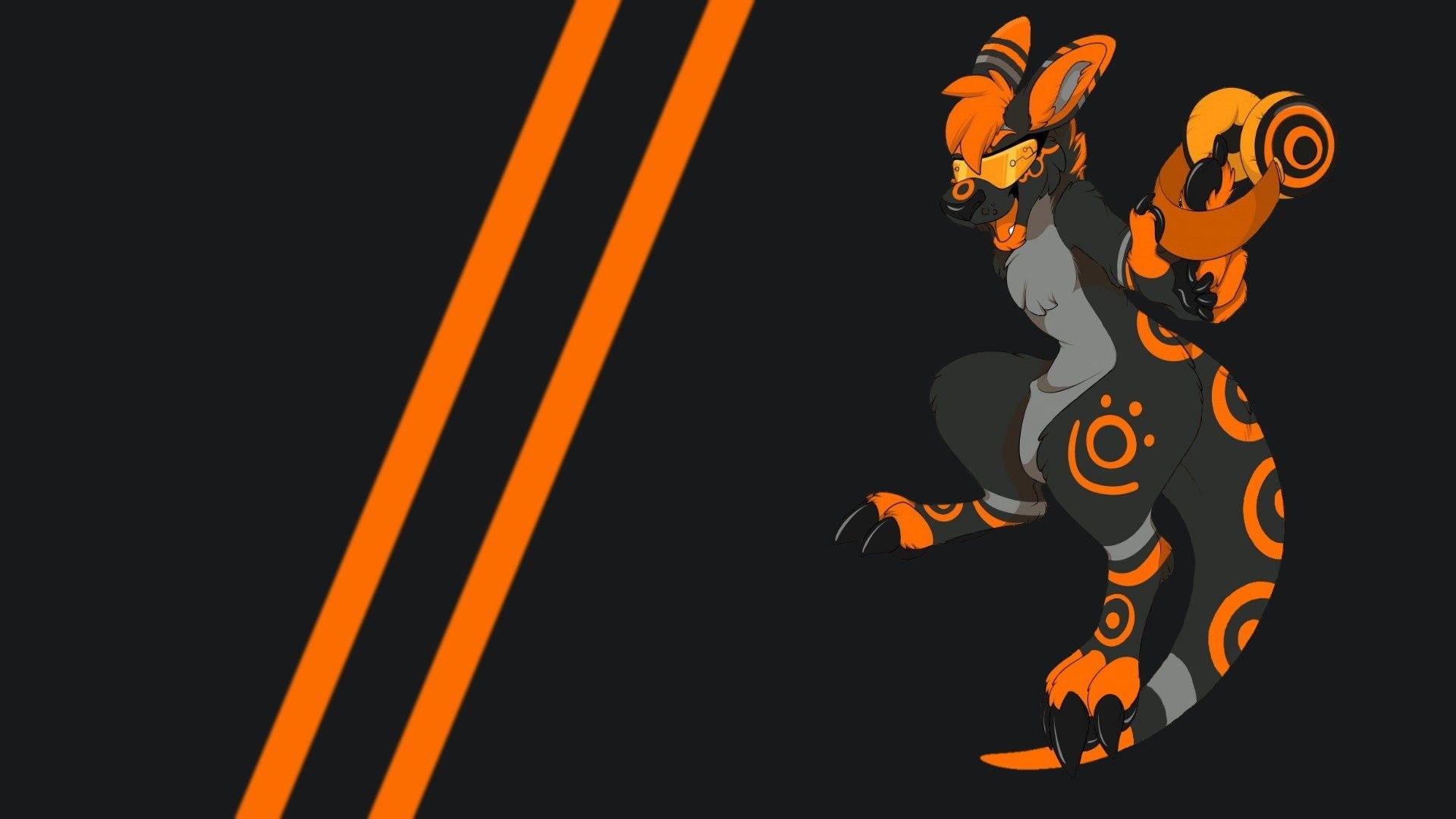 Fursona arancione robotica minimalista, 1920x1080 1080p, PC