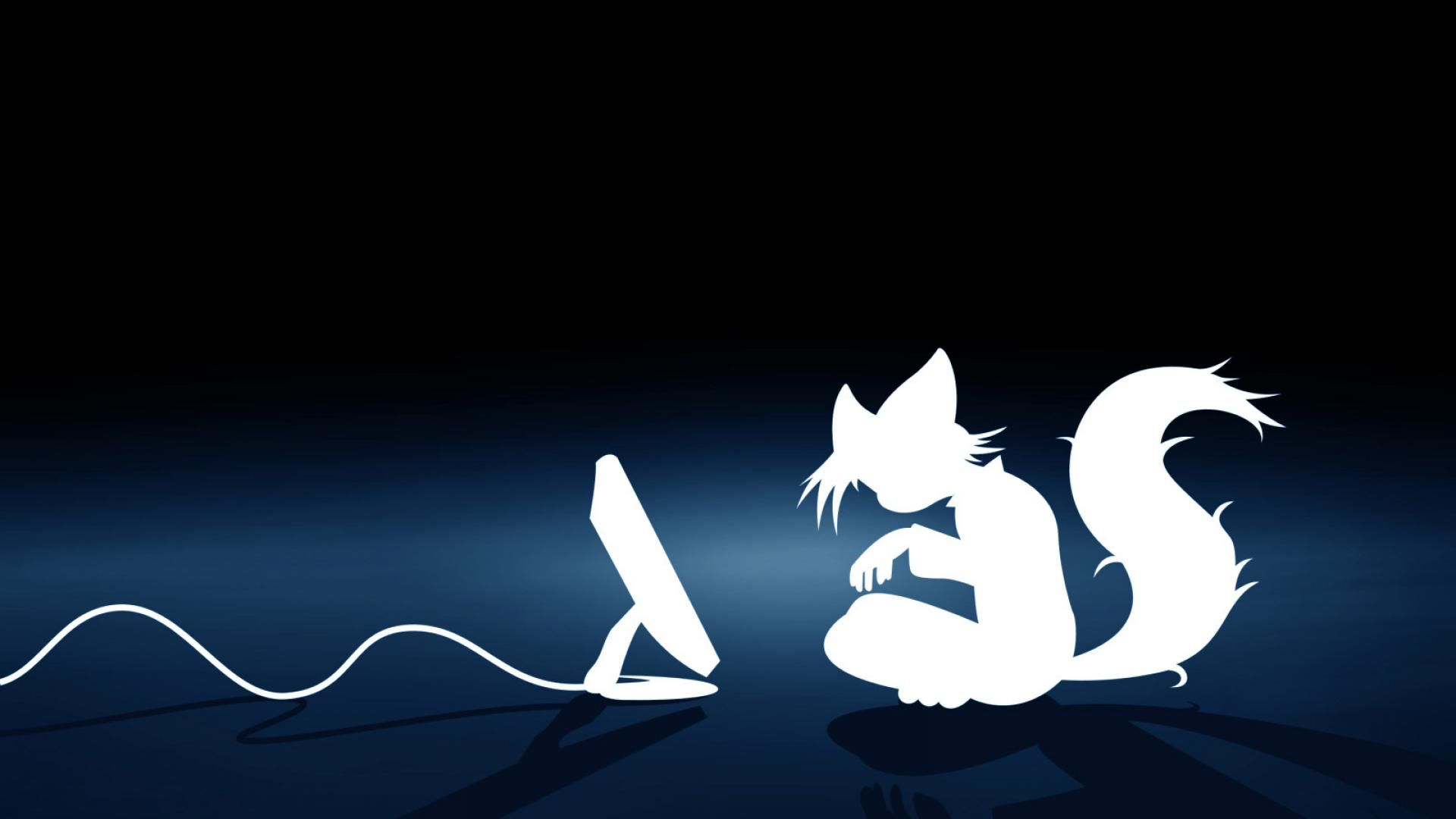 Volpe furry silhouette blu scuro, 1920x1080 Full HD 1080p, PC