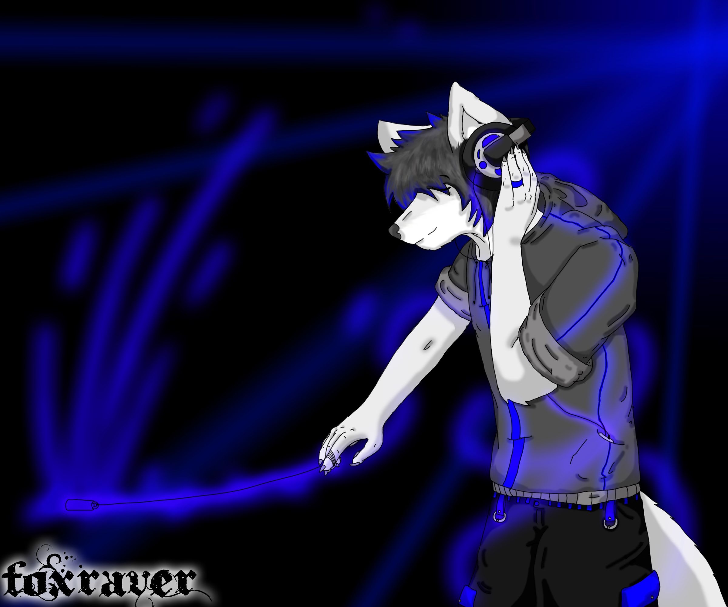Fursona volpe rave blu, 2400x2000 2K, PC