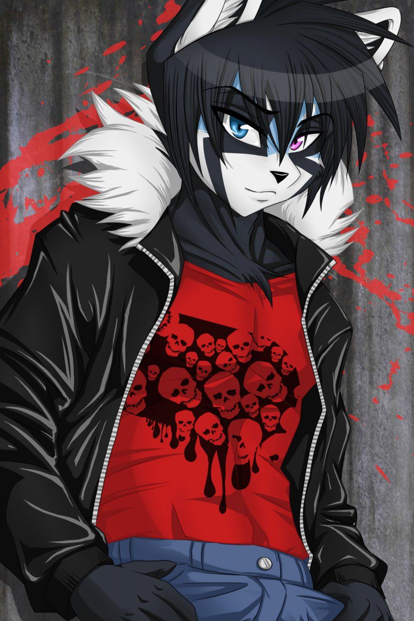 Fursona lupo maglia teschi, 853x1280 Verticale, iPhone Pro Max