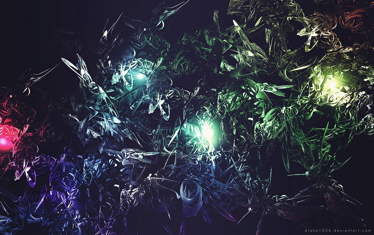 Frammenti astratti luci colorate scure, 1280x804 720p, PC