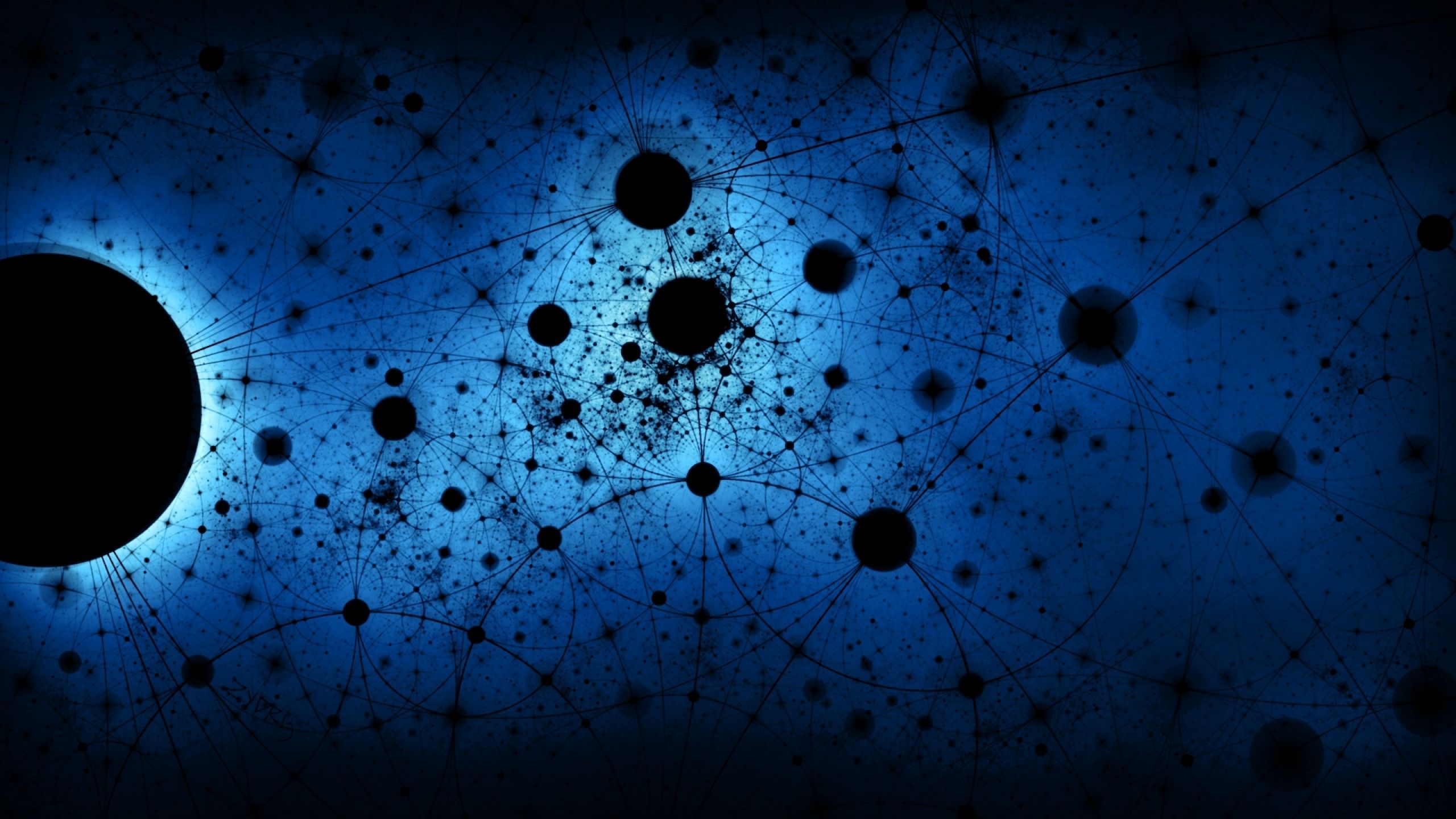 Rete di nodi neri blu, 2560x1440 1440p, Desktop