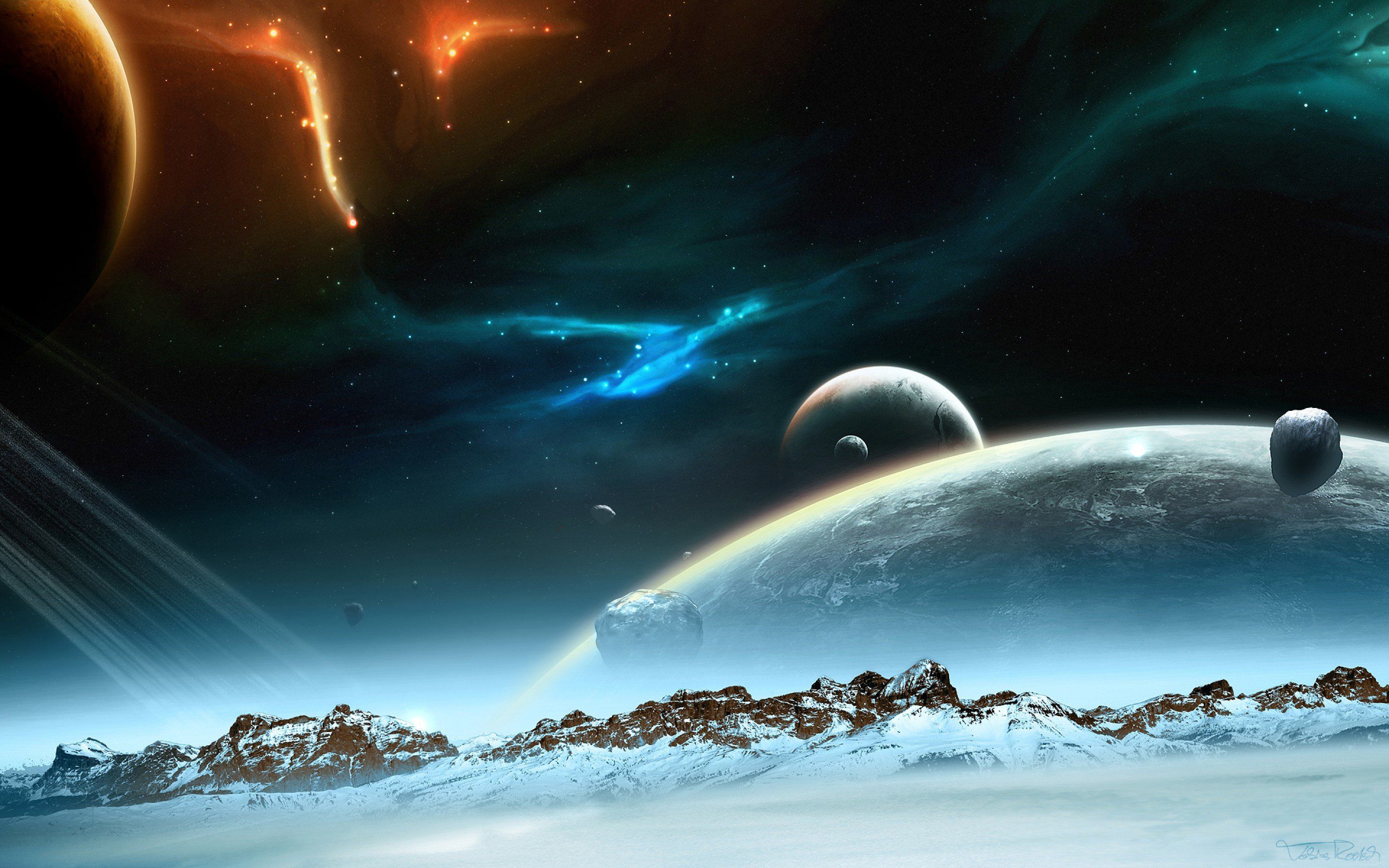 Pianeti e nebulosa spaziale, 2880x1800 2K+, PC