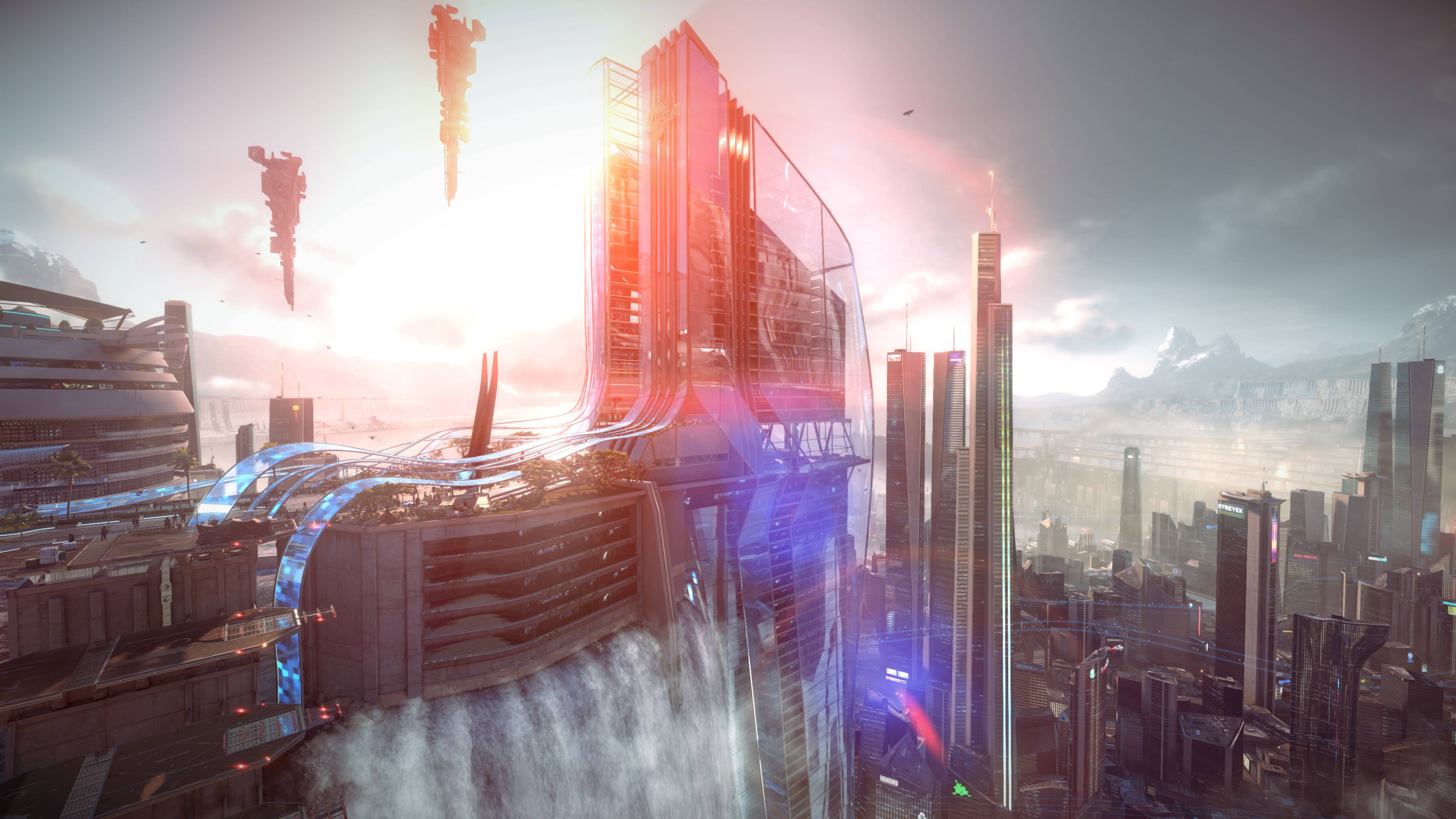 Città futuristica con astronavi, 4551x2560 4K, Smart TV 4K