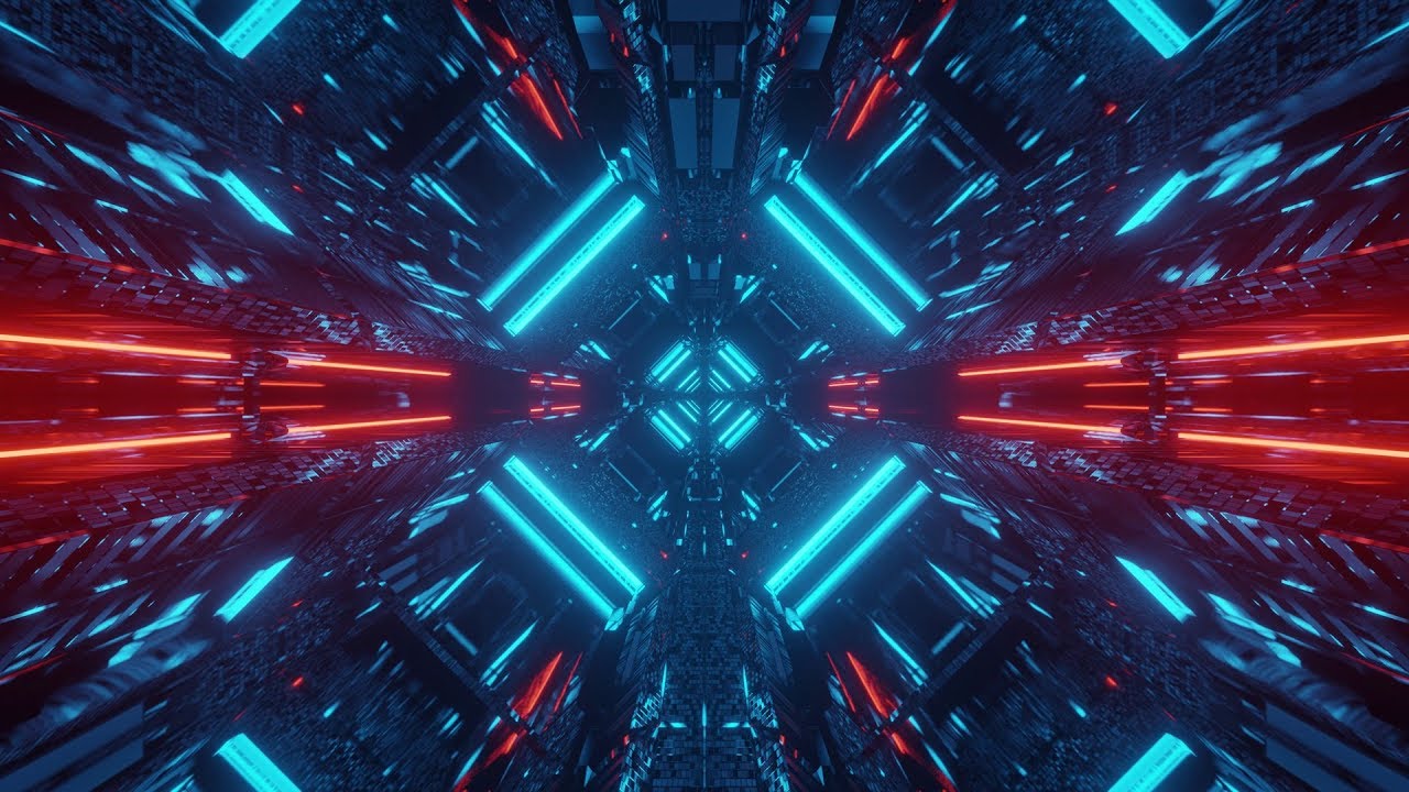 Tunnel futuristico neon blu rosso, 1280x720 HD, Desktop