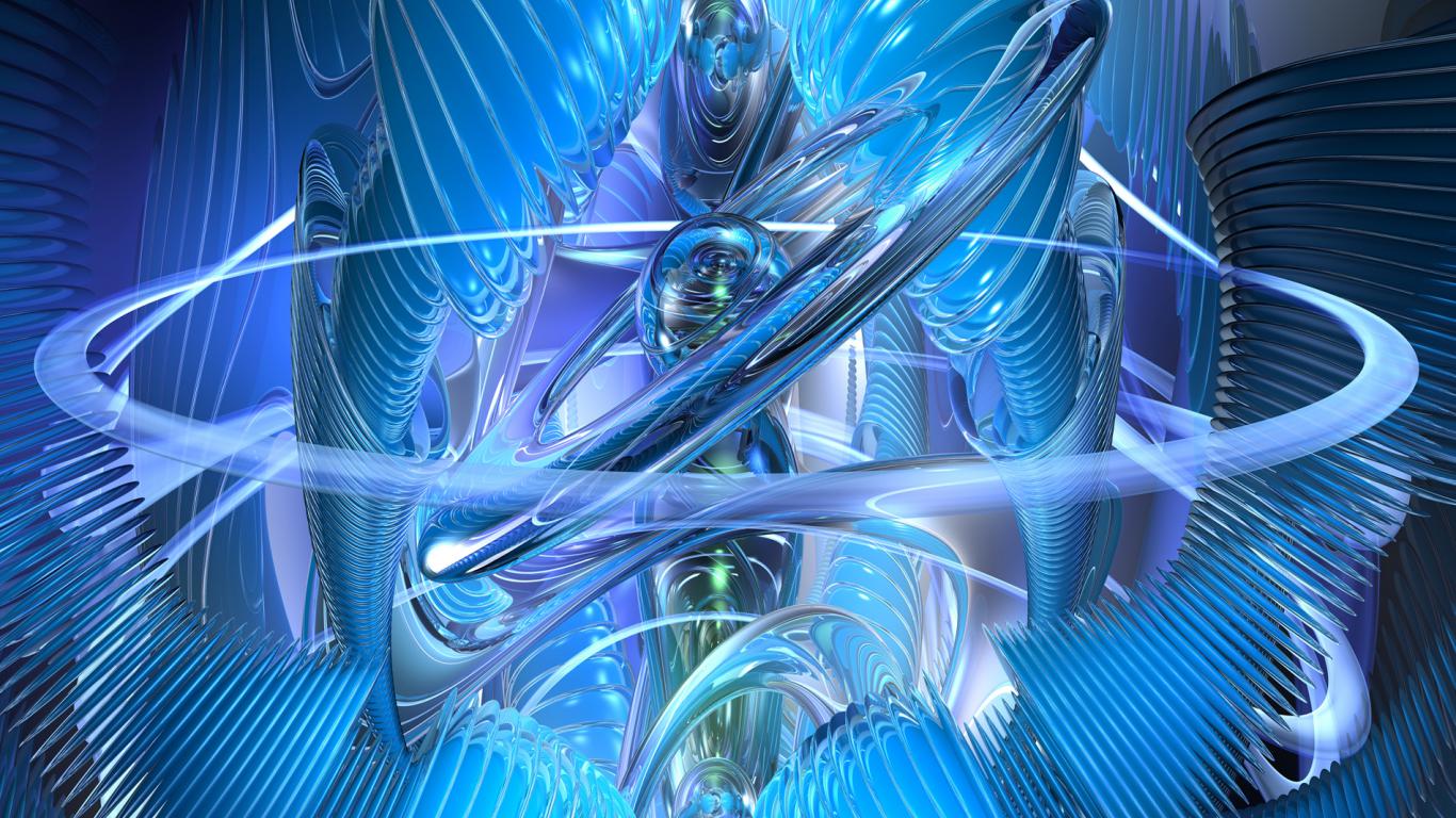 Sfere futuristiche con anelli blu, 1366x768 720p, Laptop