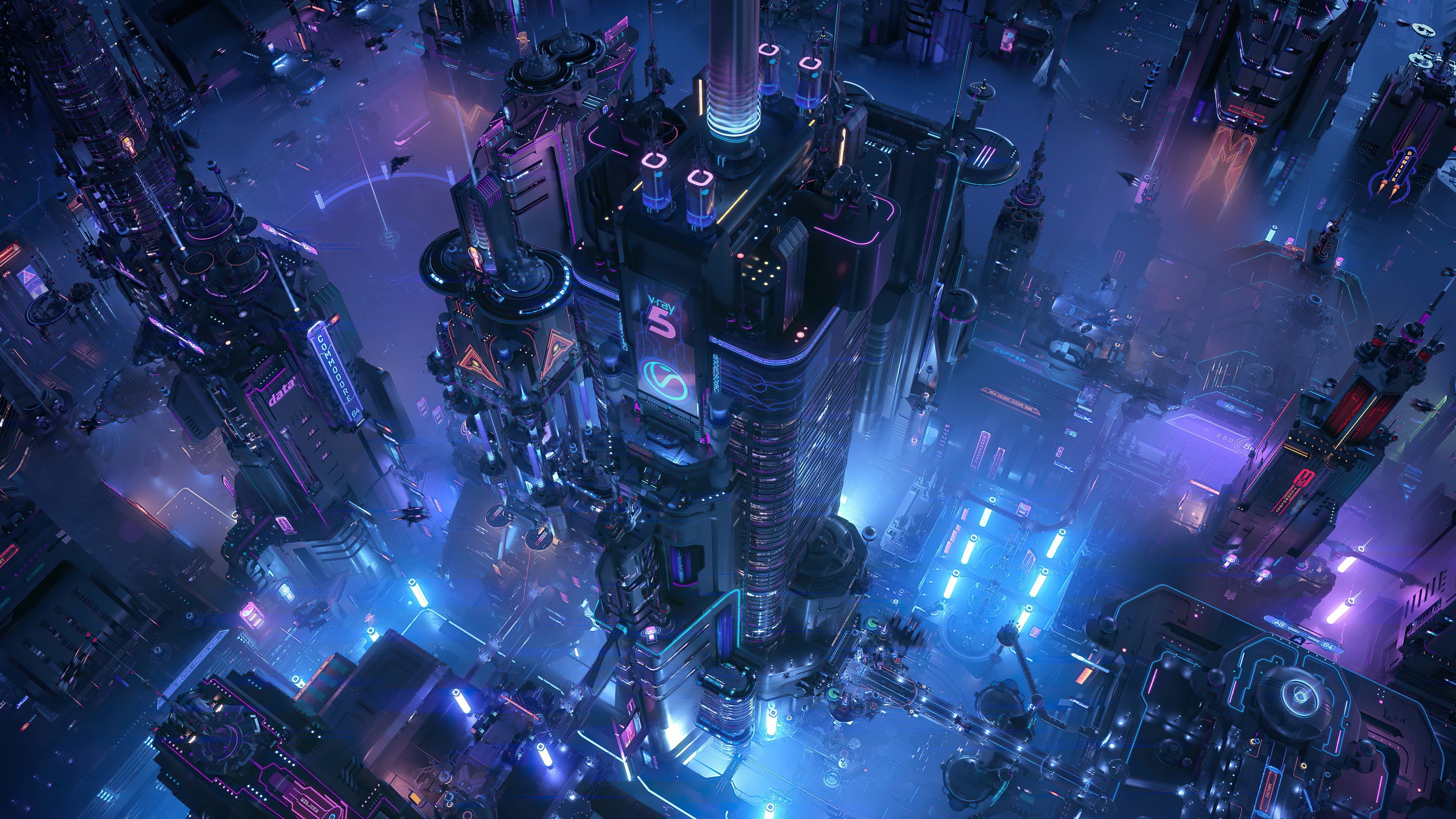 Città futuristica vista dall'alto, 3840x2160 4K Ultra HD, Monitor 4K
