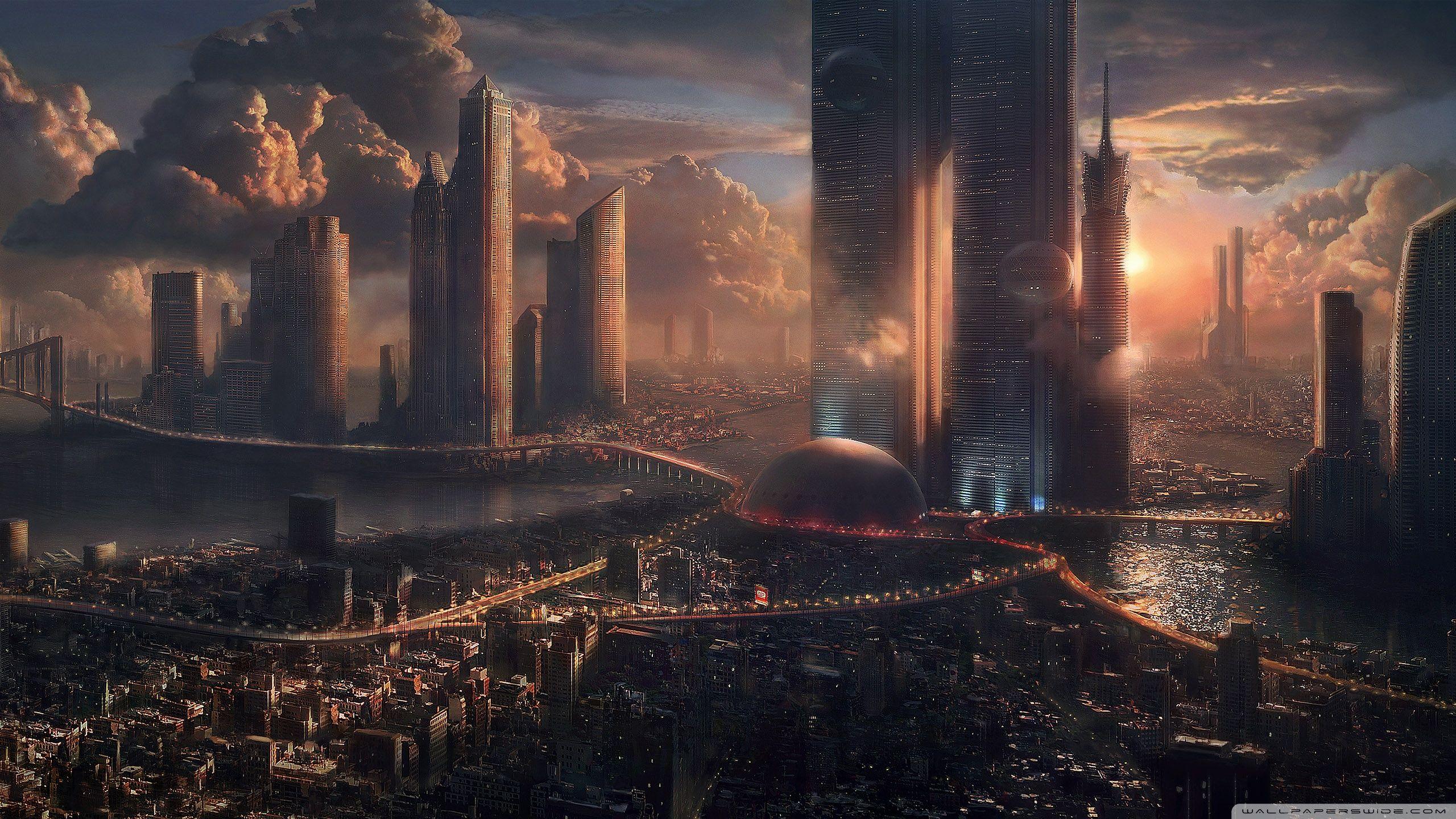 Città futuristica con grattacieli, 2560x1440 2K QHD, PC