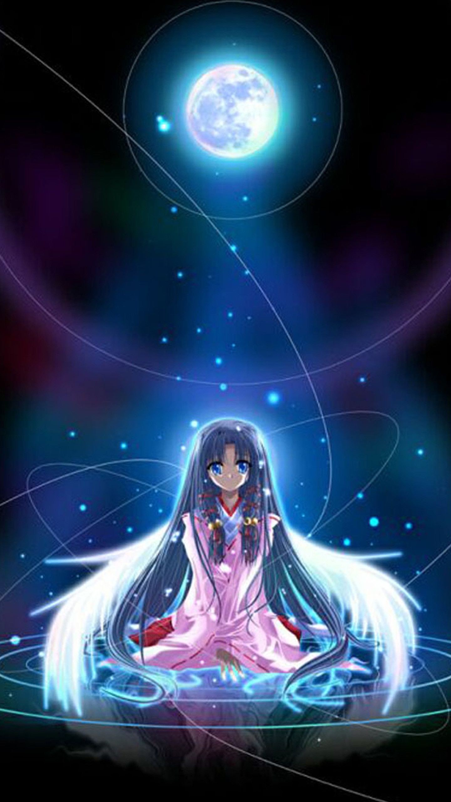 Angelo anime luna galassia, 1440x2560 Full HD Verticale, Smartphone