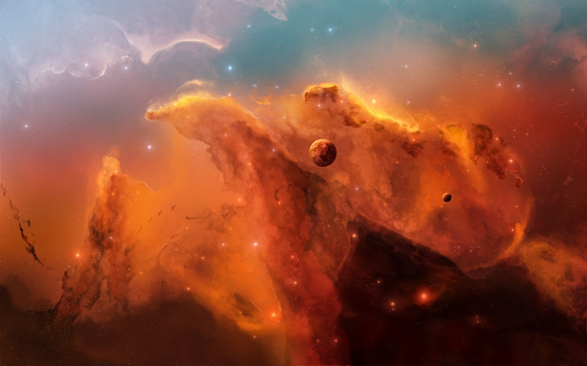 Galassia arancione nebulosa spaziale, 1920x1080 Full HD, Laptop