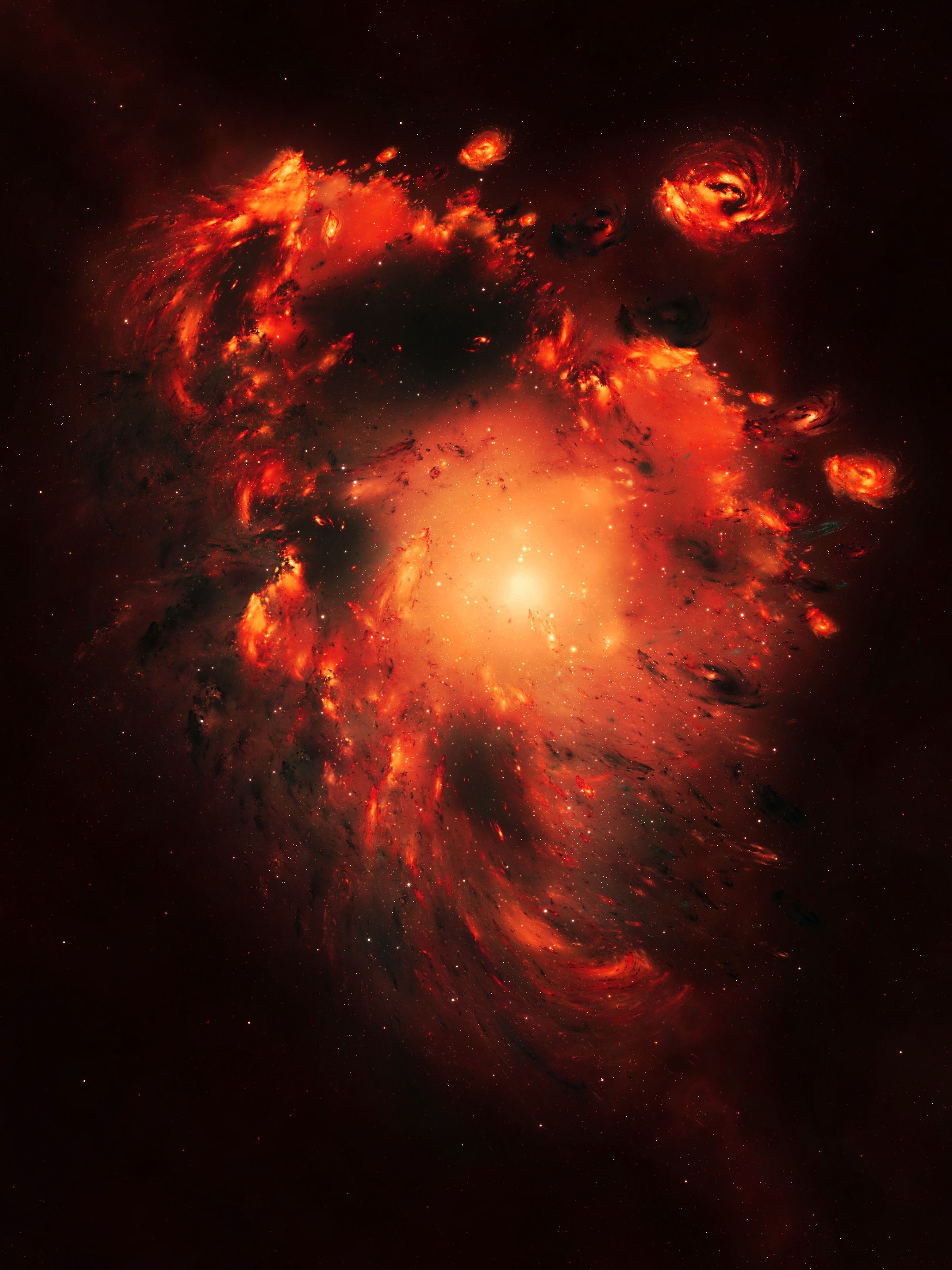 Galassia arancione con pianeti, 1920x1200 WUXGA, PC Desktop