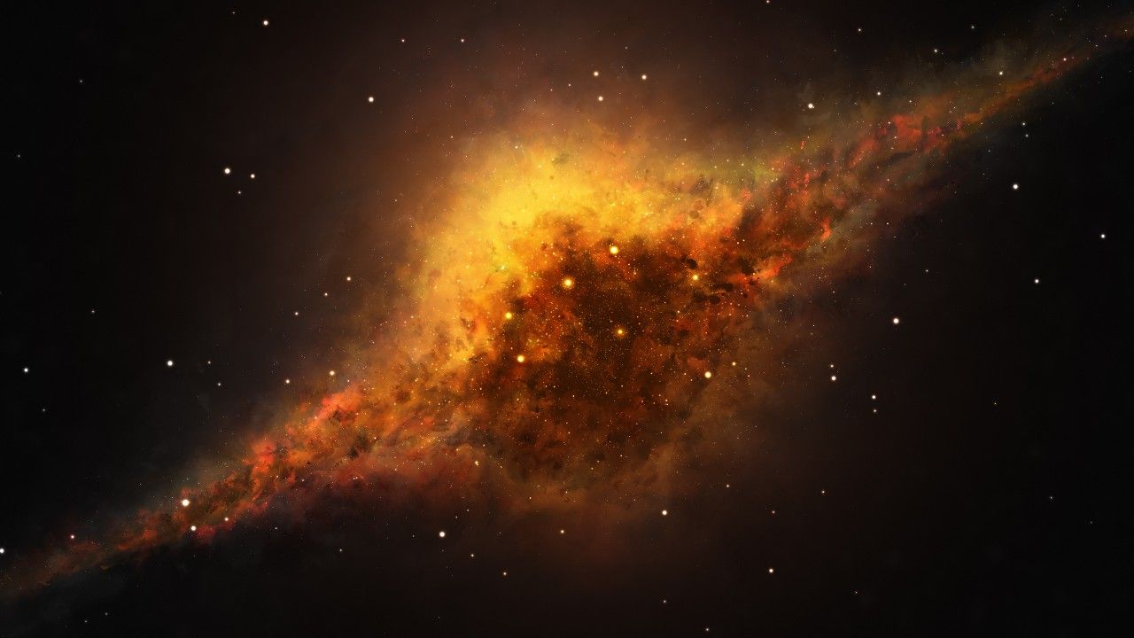 Galassia arancione con pianeti, 1920x1080 Full HD, Desktop