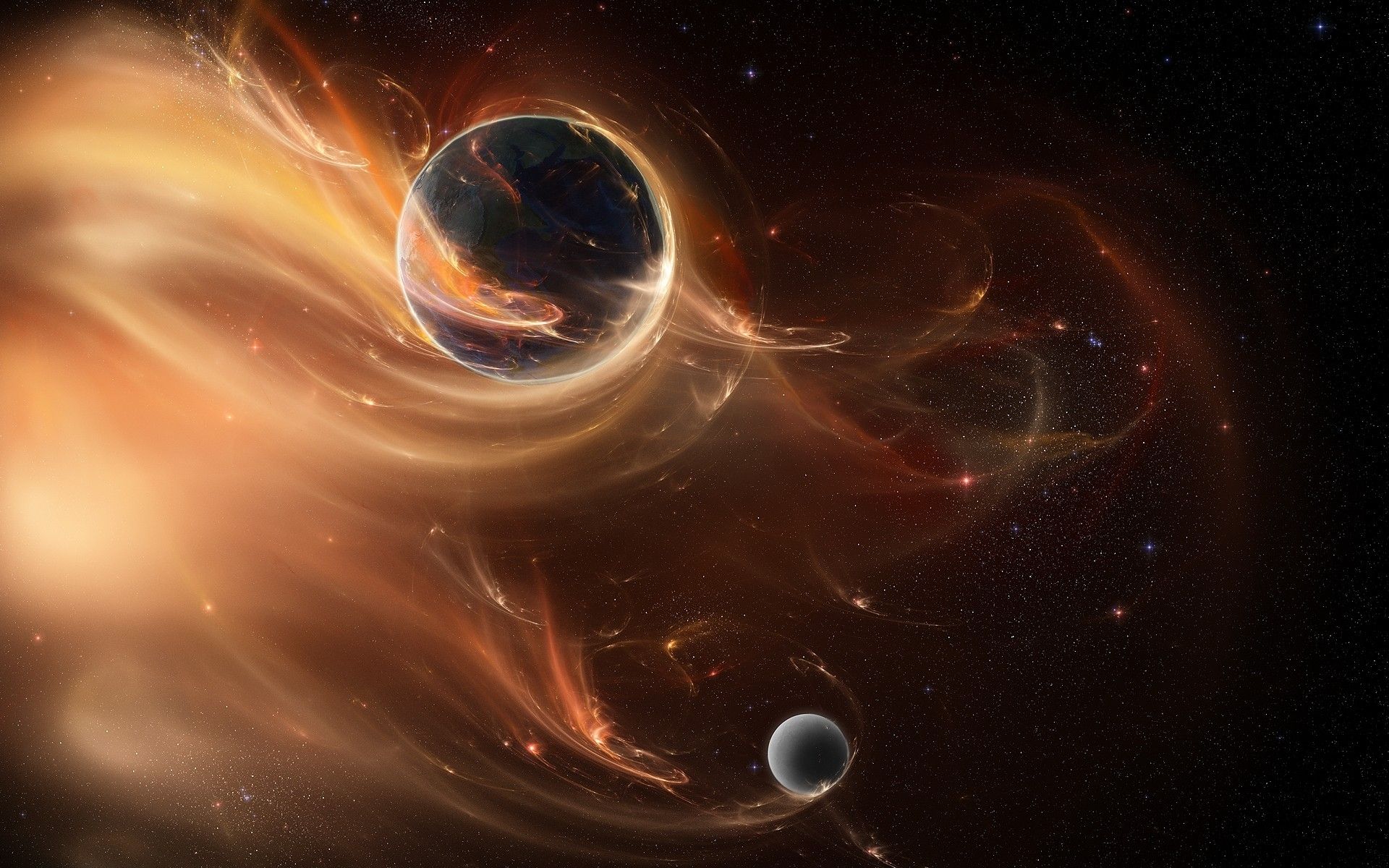 Galassia arancione fumo cosmico, 3840x2400 4K Ultra HD, Monitor 4K
