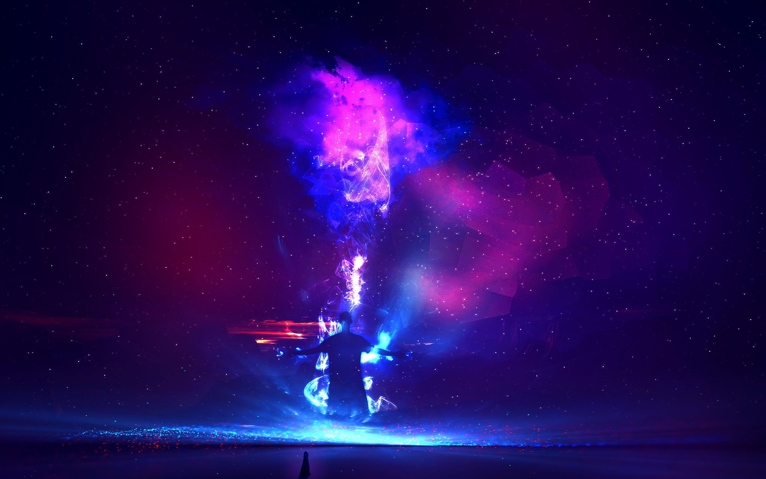Galassia blu e viola con stelle, 2560x1600 2K, PC