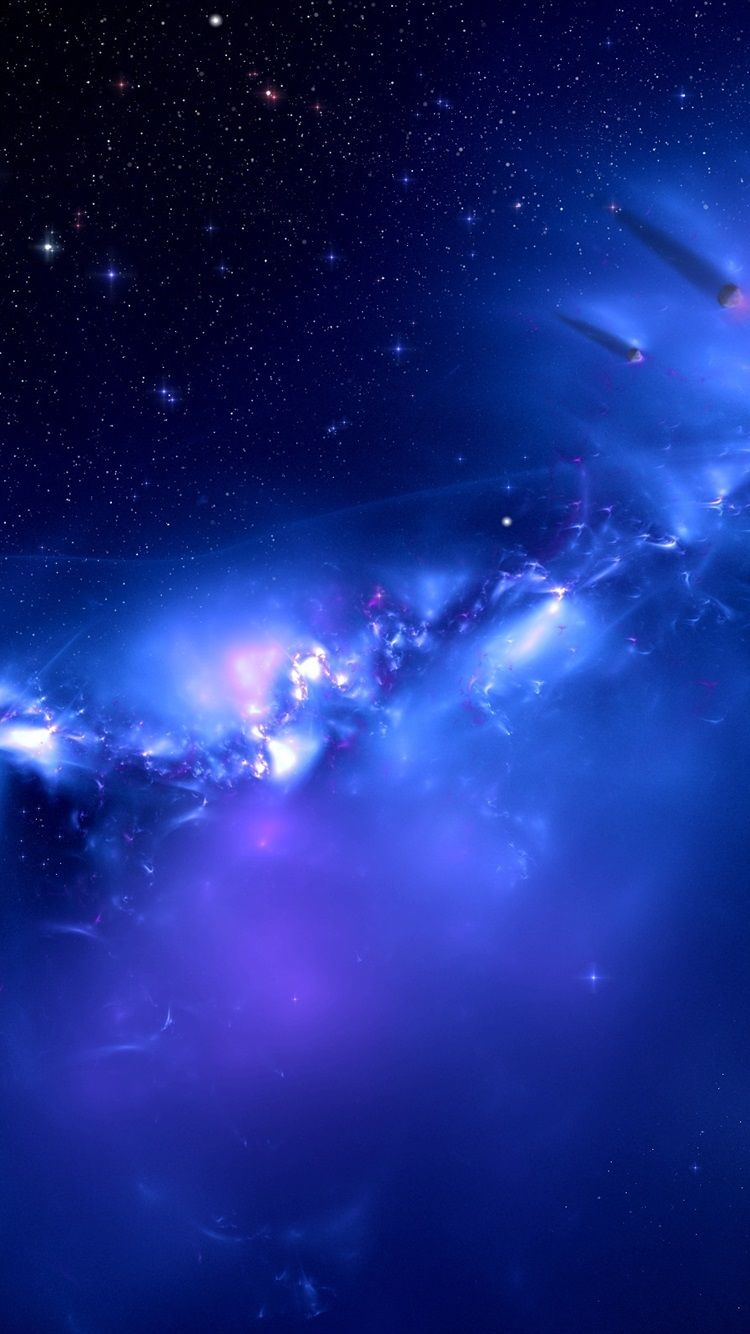 Galassia blu con stelle, 750x1334 Verticale, iPhone