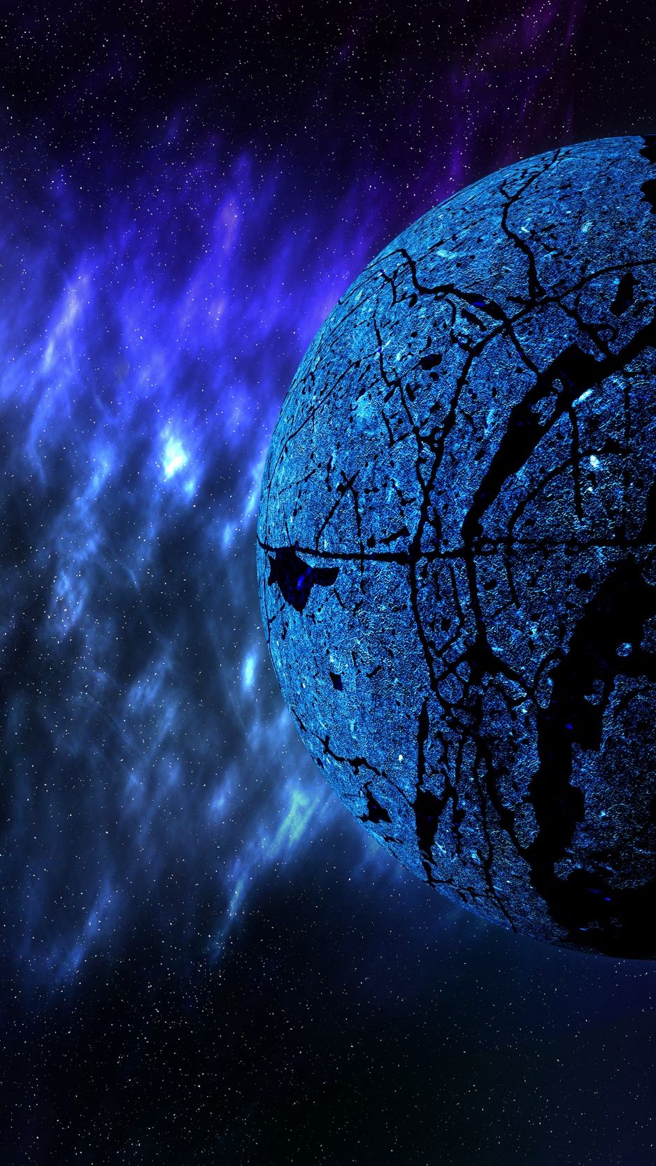 Pianeta blu con nebulosa, 938x1668 Verticale, iPhone Air