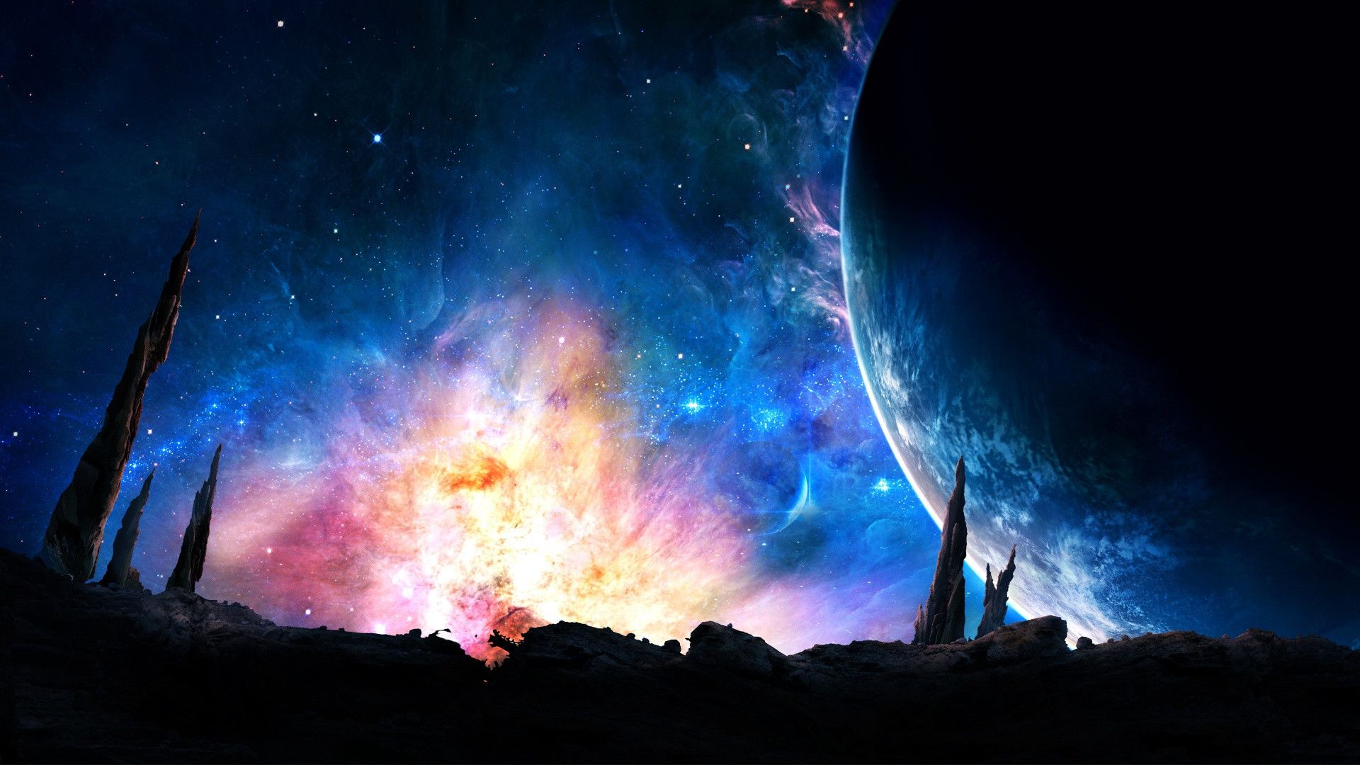 Buco nero galassia rosso blu, 2560x1600 2K+, Desktop