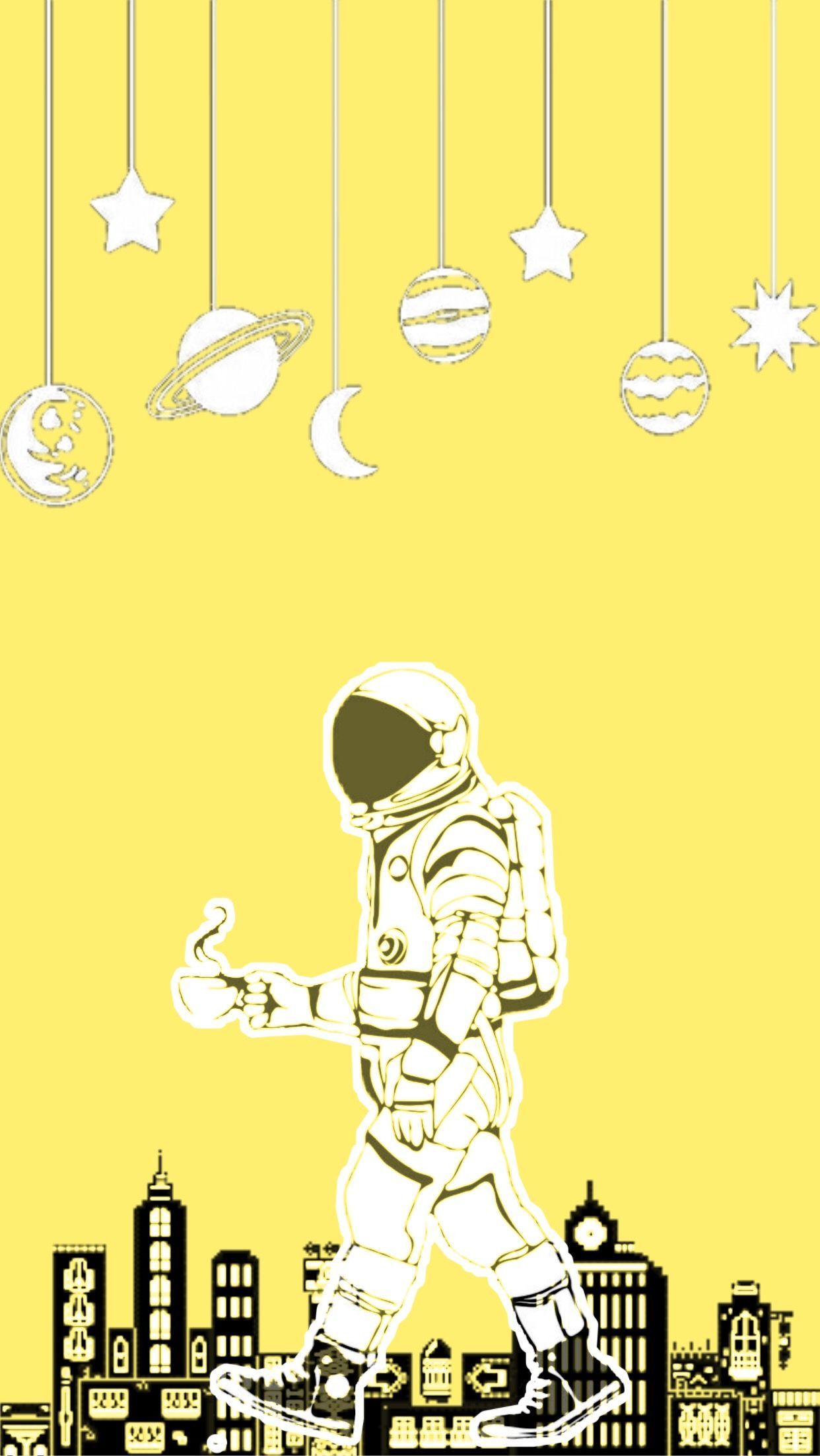 Astronauta città pianeti pastello, 1242x2204 Full HD Verticale, Smartphone